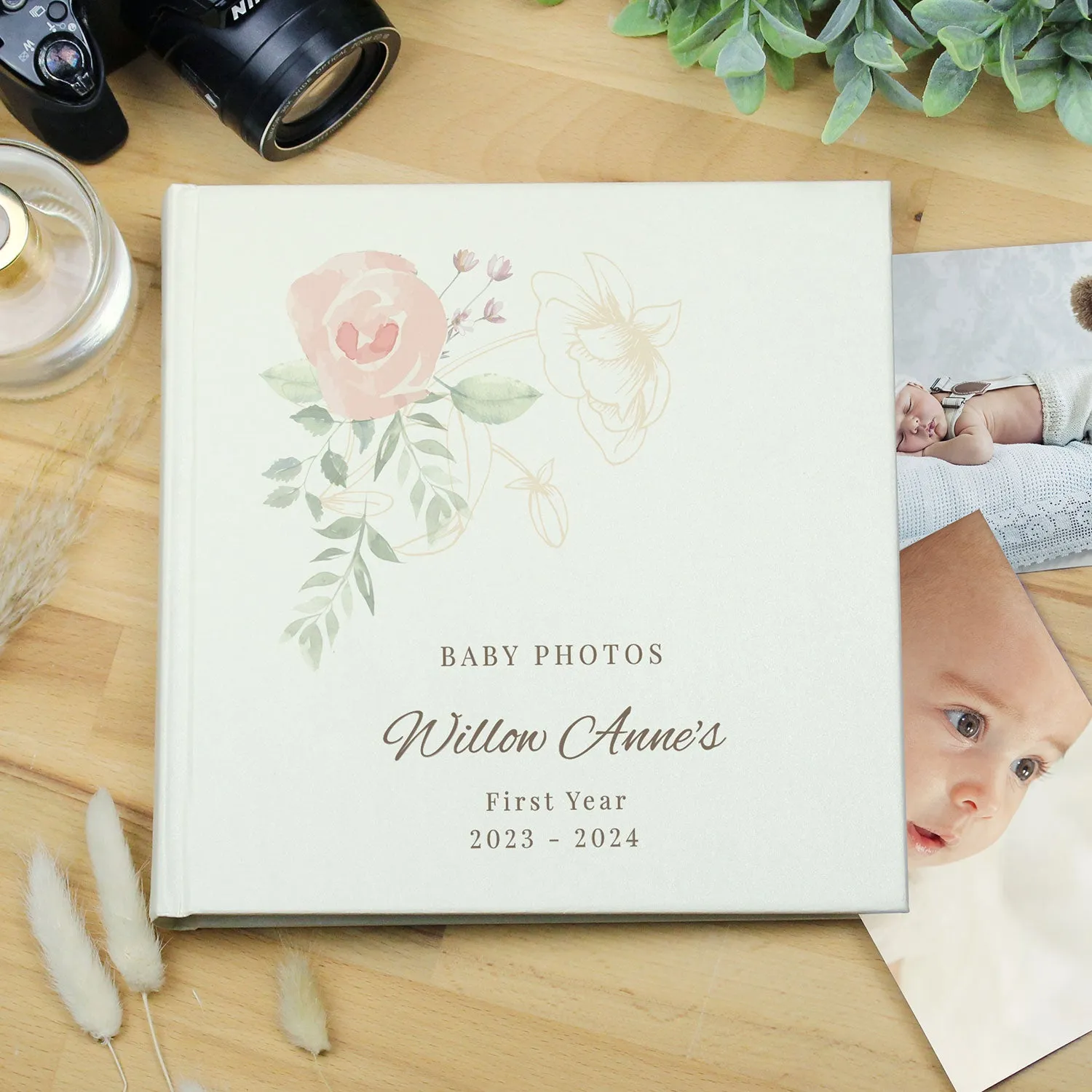 Personalised Floral Square Photo Album - Ivory product