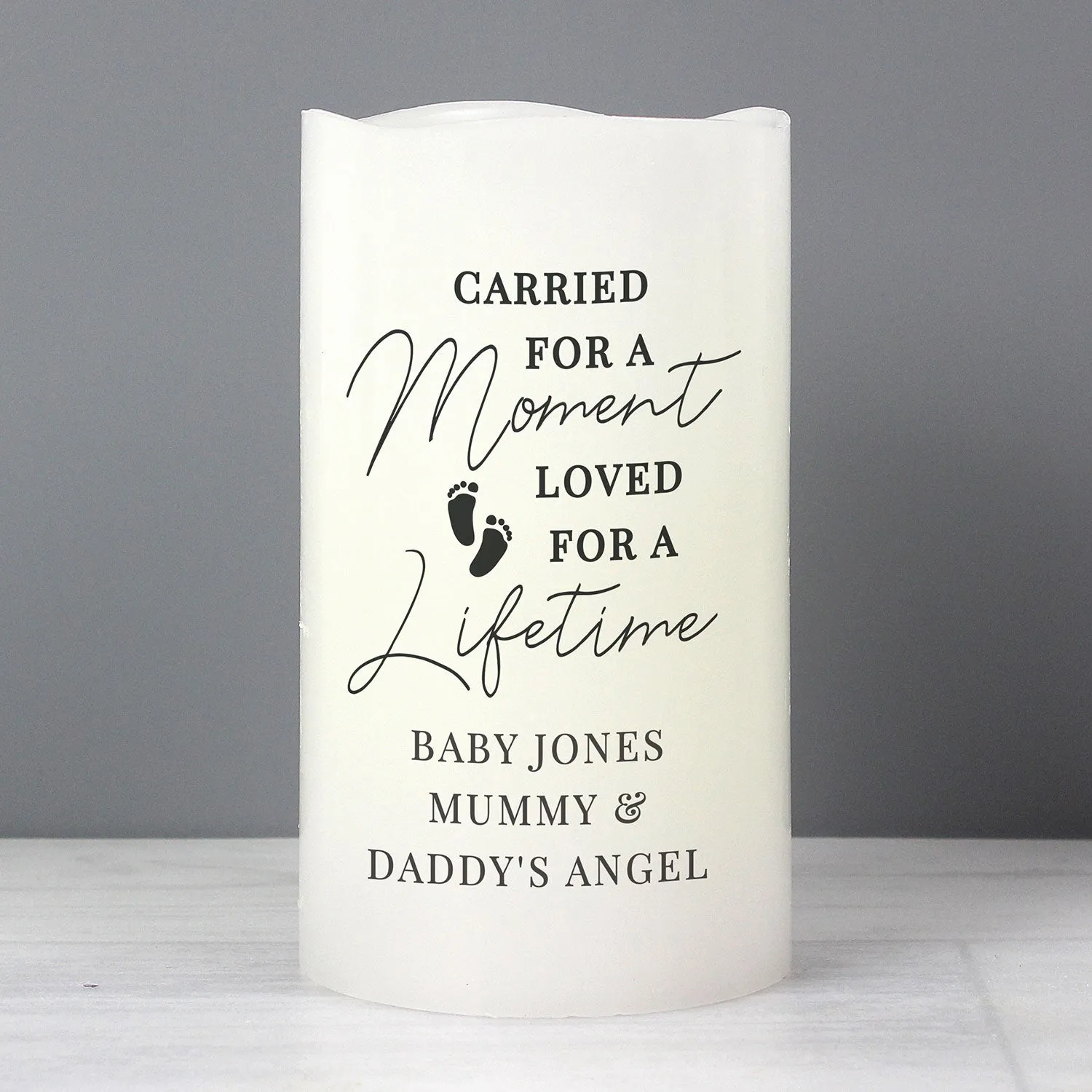 Personalised Footprint Flameless LED Candle - White alternate view