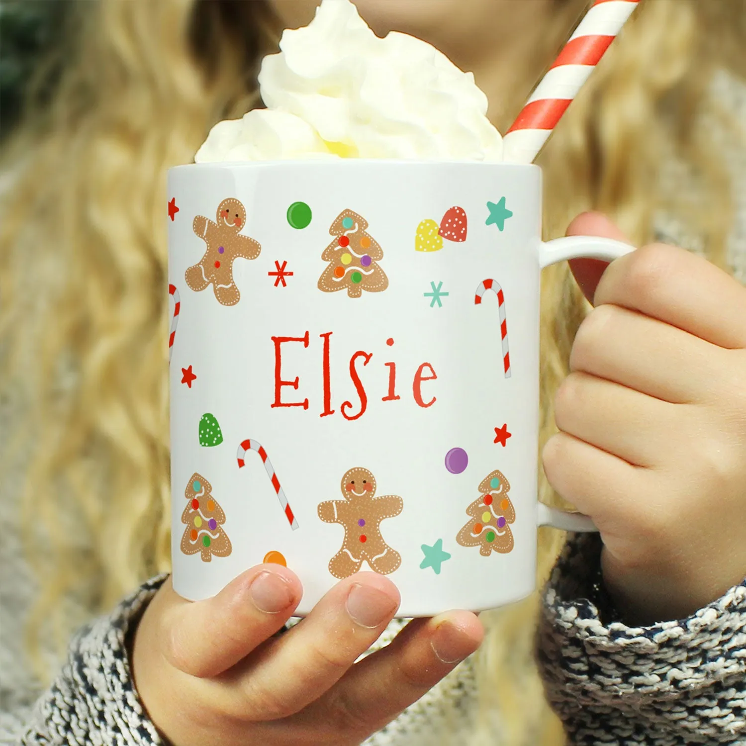 Personalised Gingerbread Christmas Plastic Mug - White by Julian Charles, alternate view