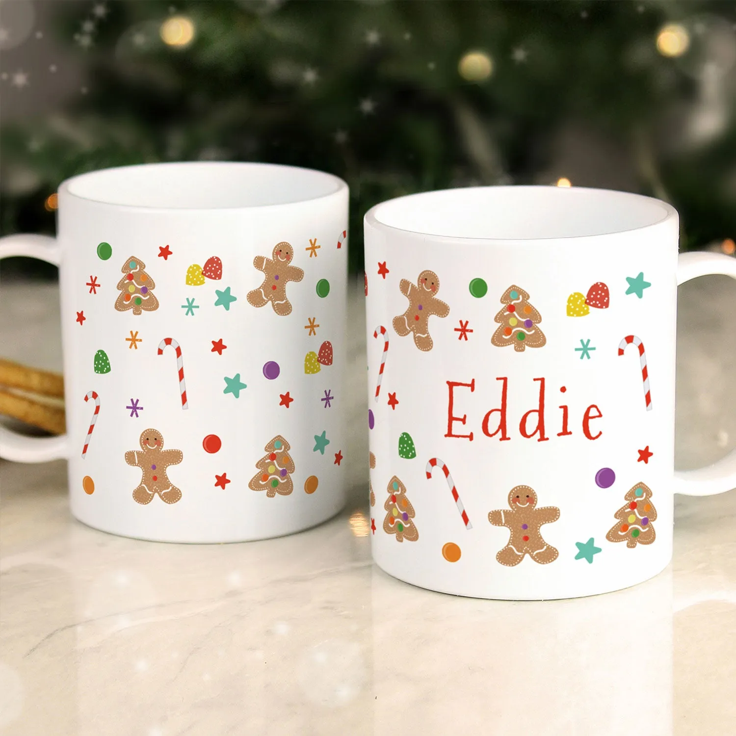 Personalised Gingerbread Christmas Plastic Mug - White by Julian Charles