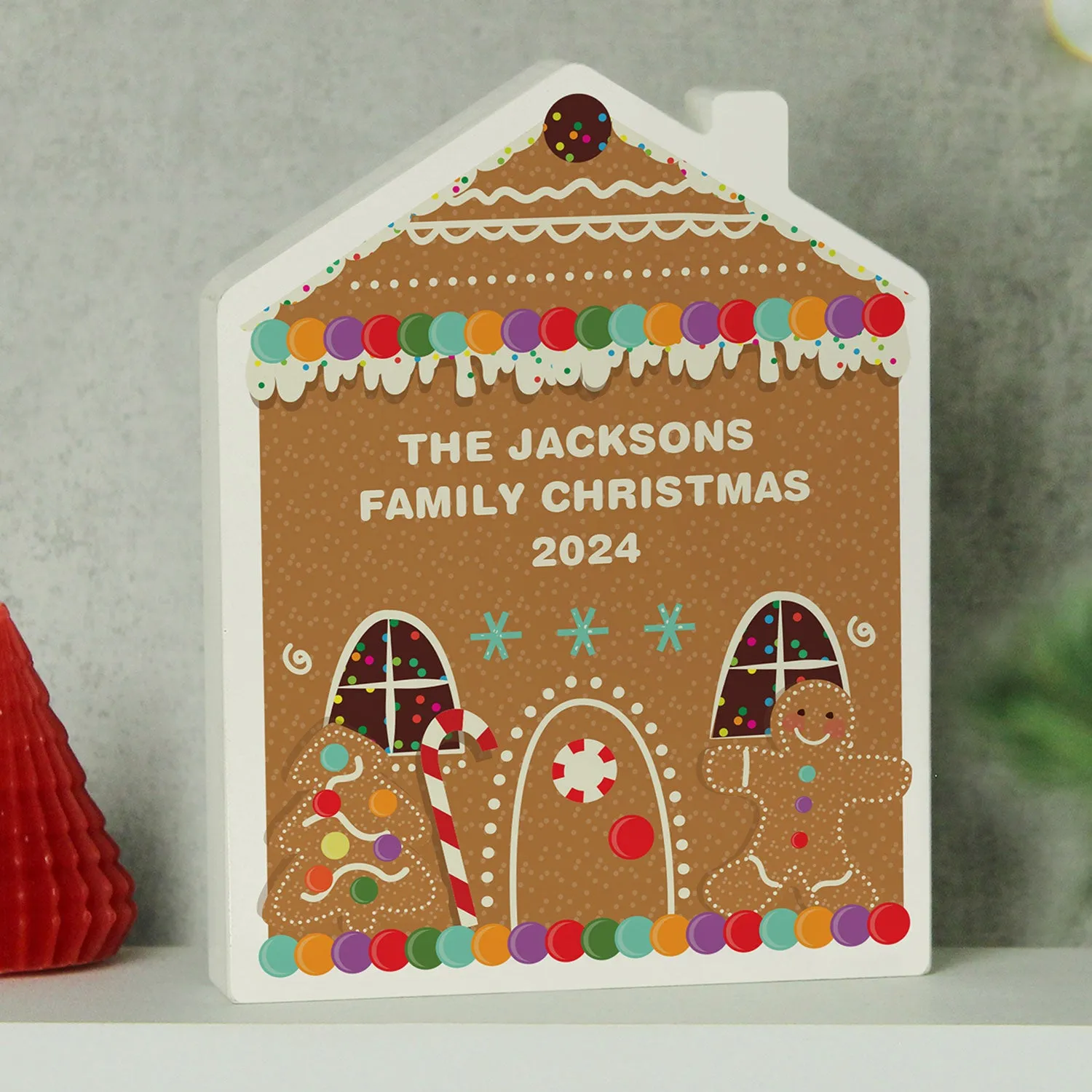Personalised Gingerbread House Sign - Brown, Wood by Julian Charles, alternate view