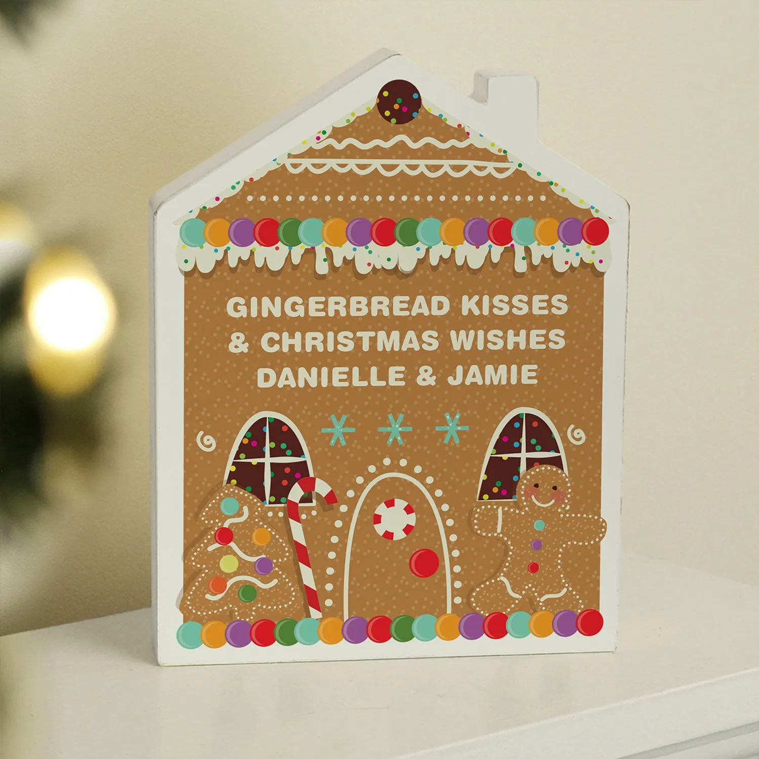 Personalised Gingerbread House Sign - Brown, Wood by Julian Charles