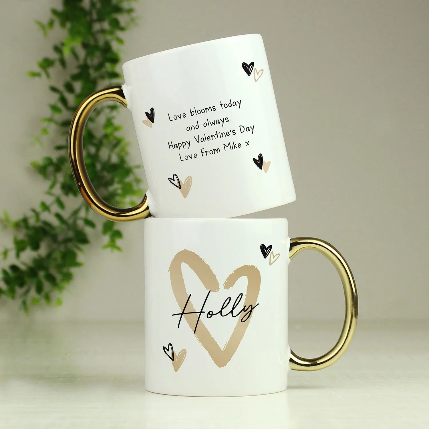 Personalised Gold Heart Mug - White, Ceramic product
