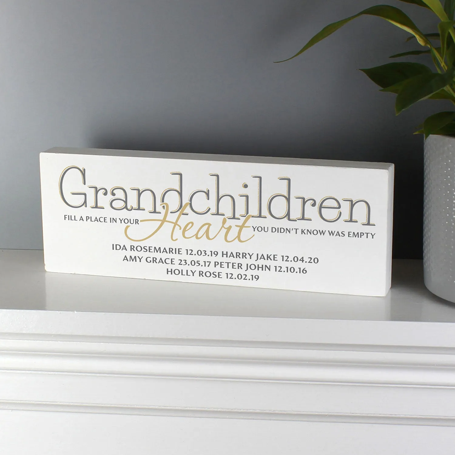Personalised Grandparents Wooden Block Sign - White product