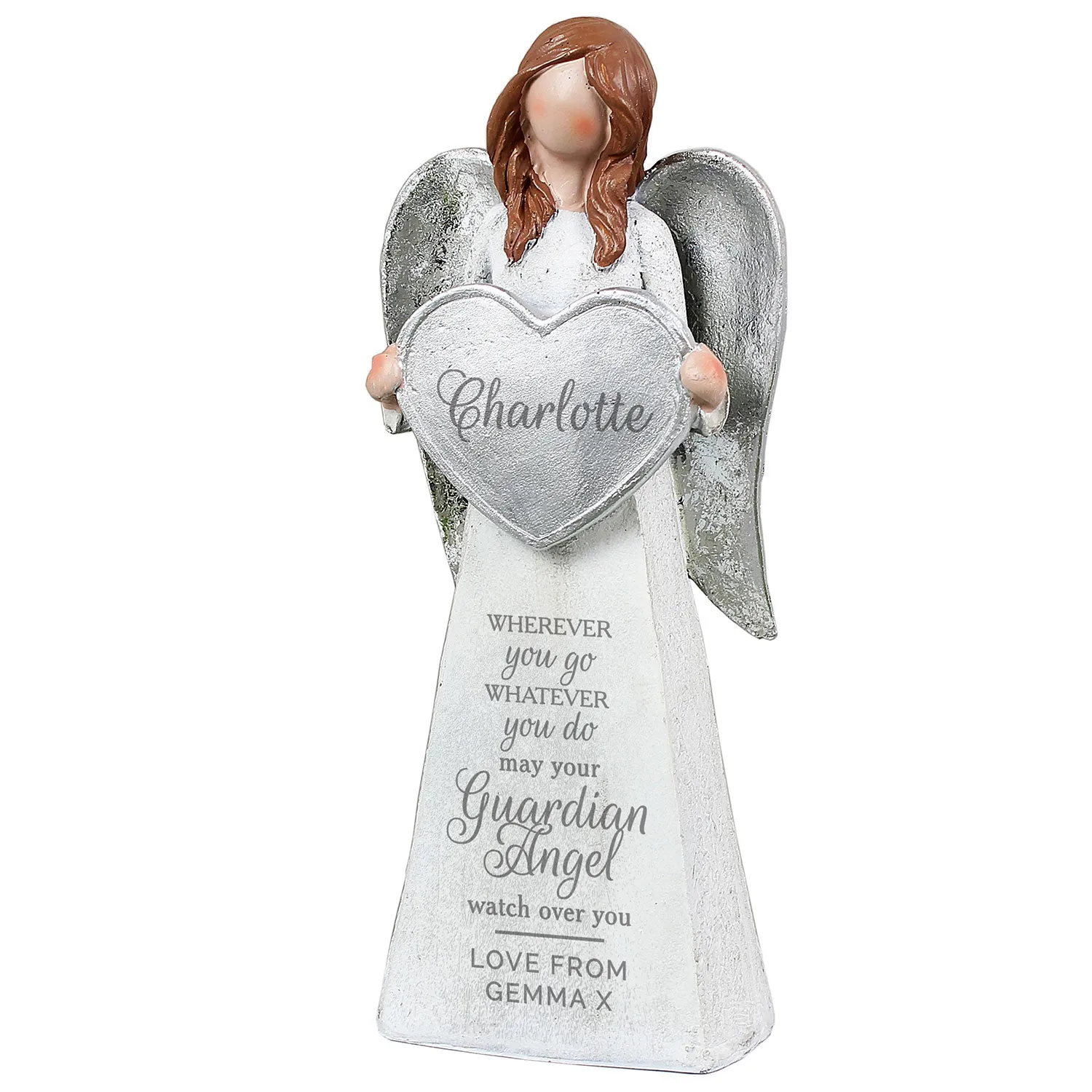 Personalised Guardian Angel Ornament - White, Resin product