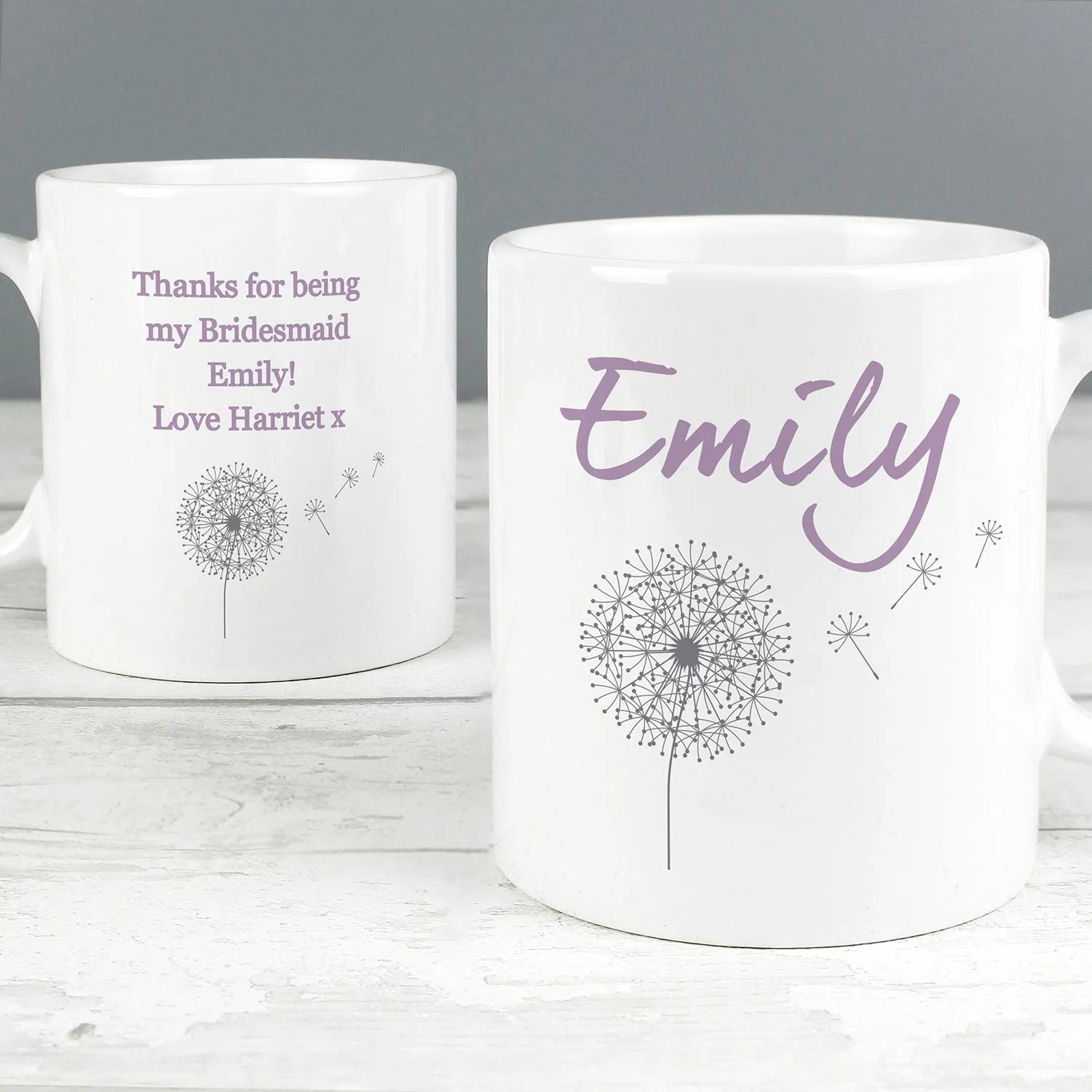 Personalised Lilac Dandelion Mug - White product