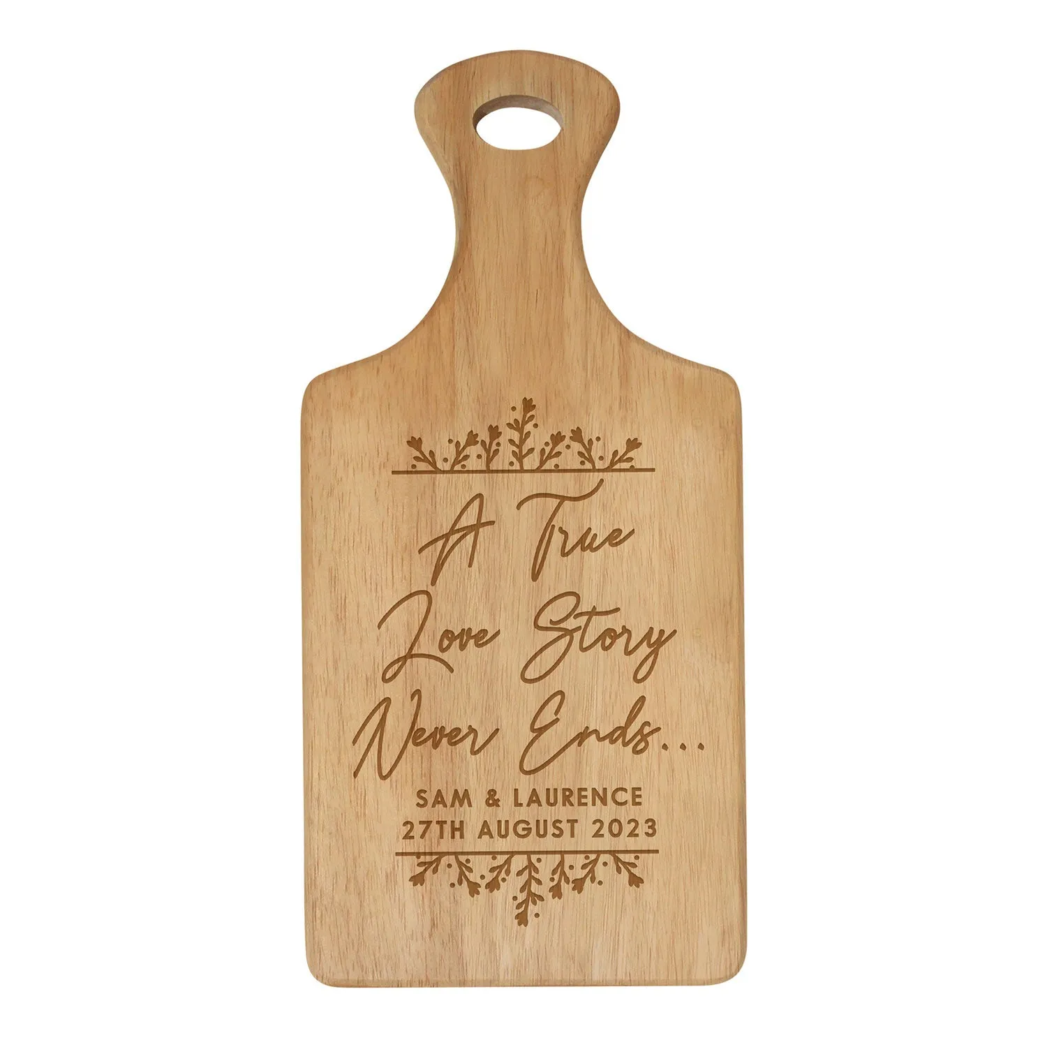 Personalised Love Story Chopping Board - Brown, Hevea Wood product