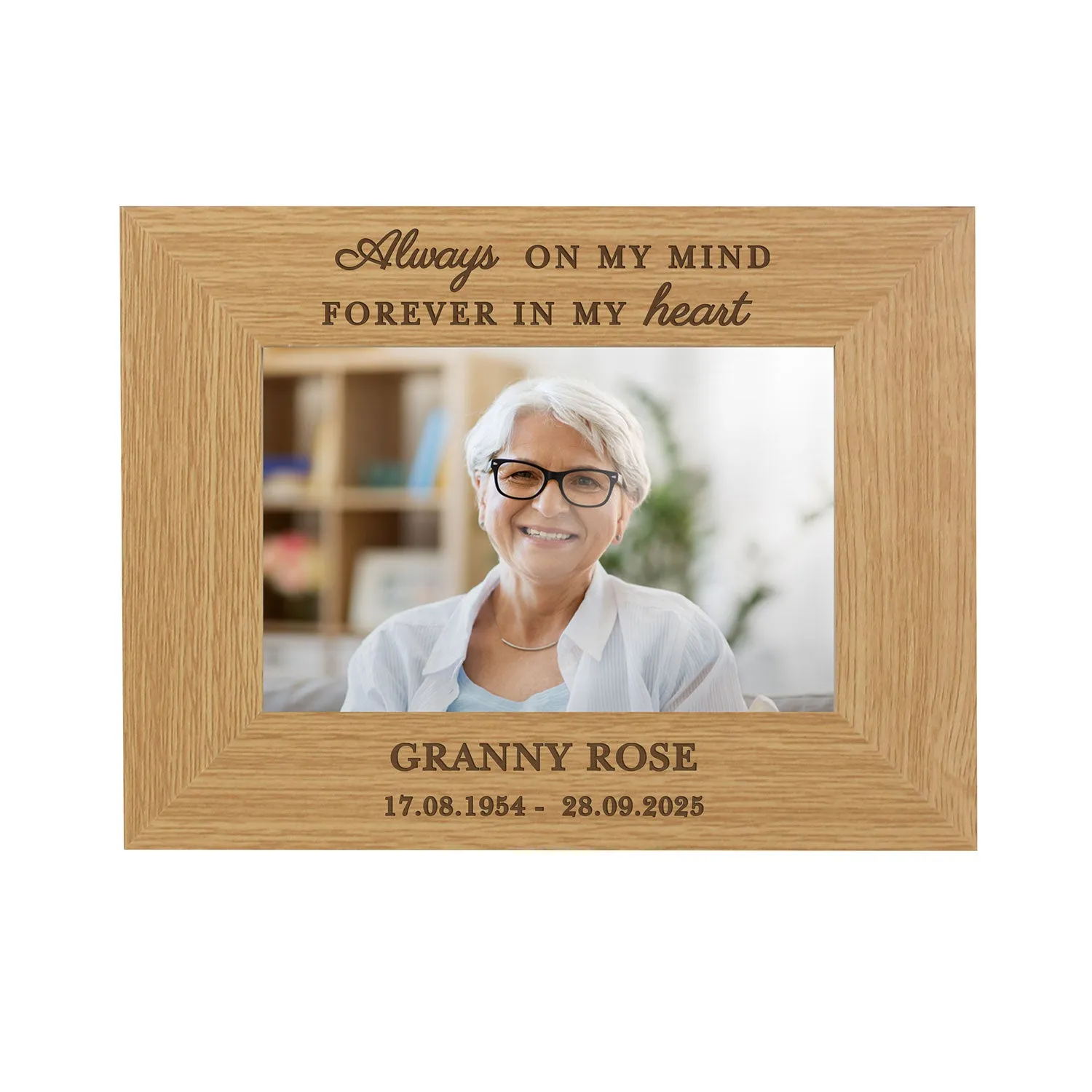 Personalised Memorial Oak Veneer Photo Frame - Brown product