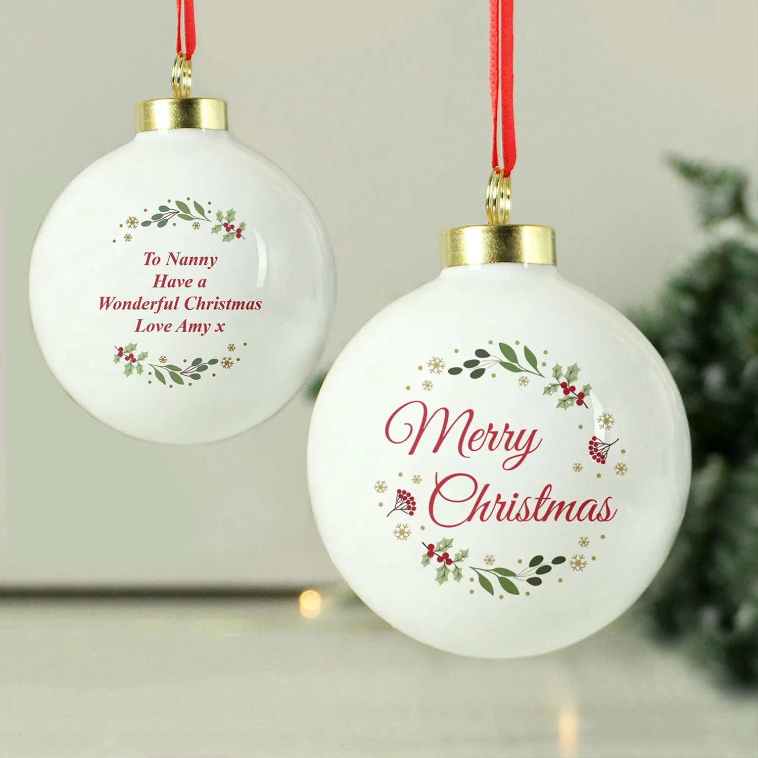 Personalised Merry Christmas Bauble - White by Julian Charles, alternate view