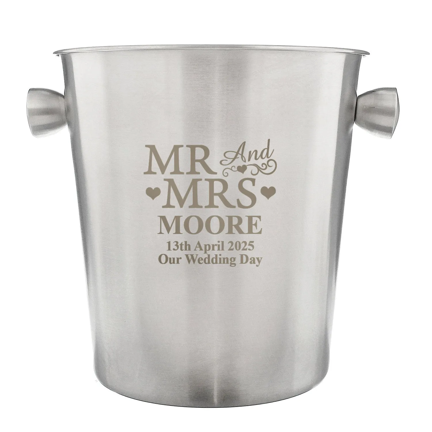 Personalised Mr and Mrs Ice Bucket - Silver, Stainless Steel product