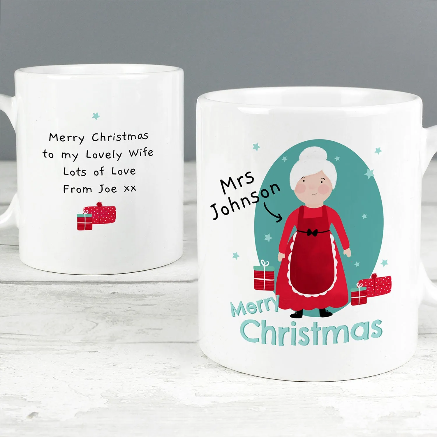 Personalised Mrs Claus Christmas Mug - White by Julian Charles, alternate view