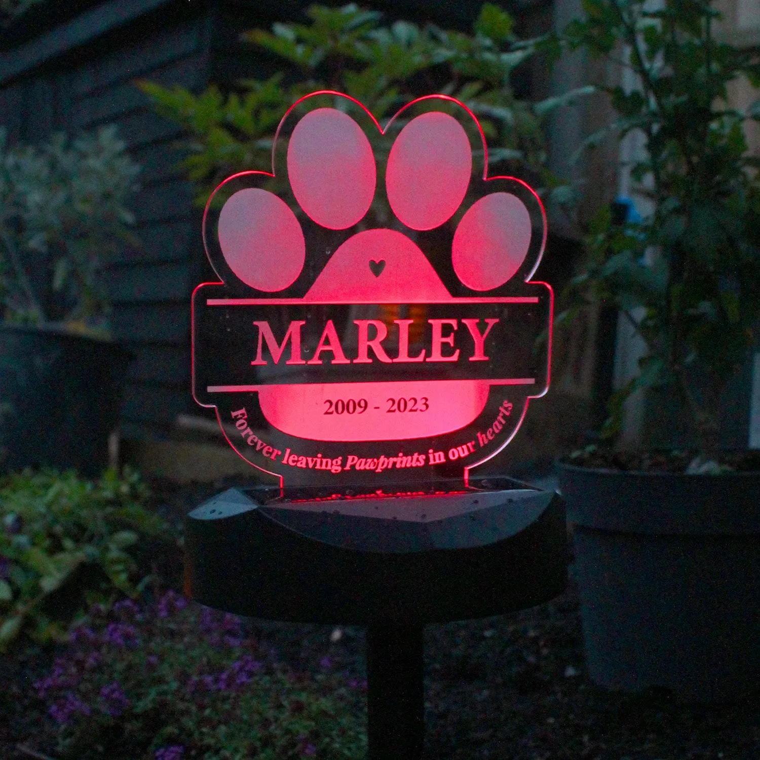 Personalised Paw Print Memorial Solar Light - Clear alternate view