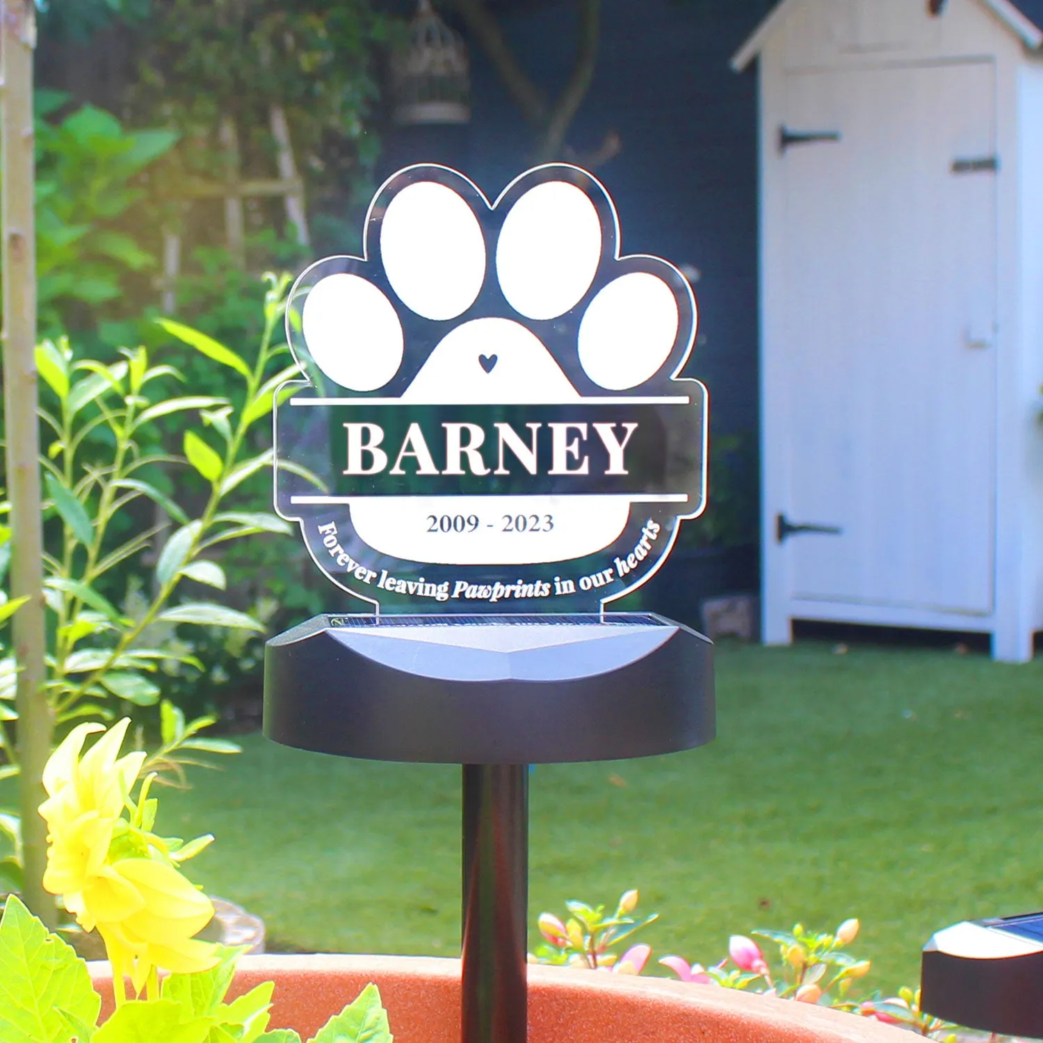 Personalised Paw Print Memorial Solar Light - Clear product