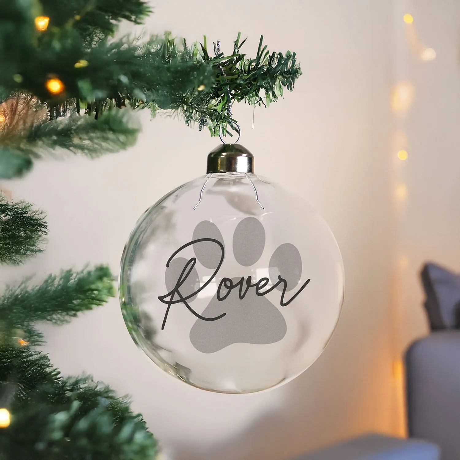 Personalised Pet Name Glass Bauble - Clear by Julian Charles