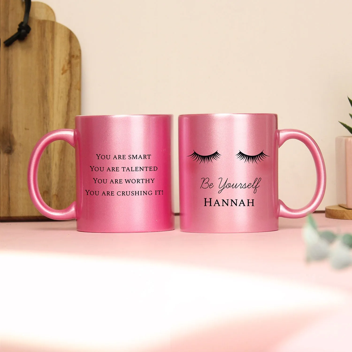 Personalised Pink Glitter Eyelashes Mug - Pink, Ceramic product