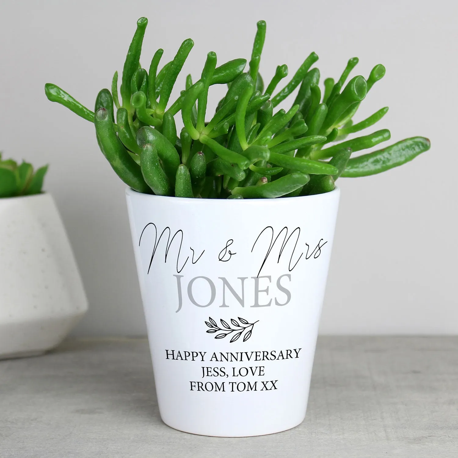 Personalised Plant Pot - White, Ceramic product
