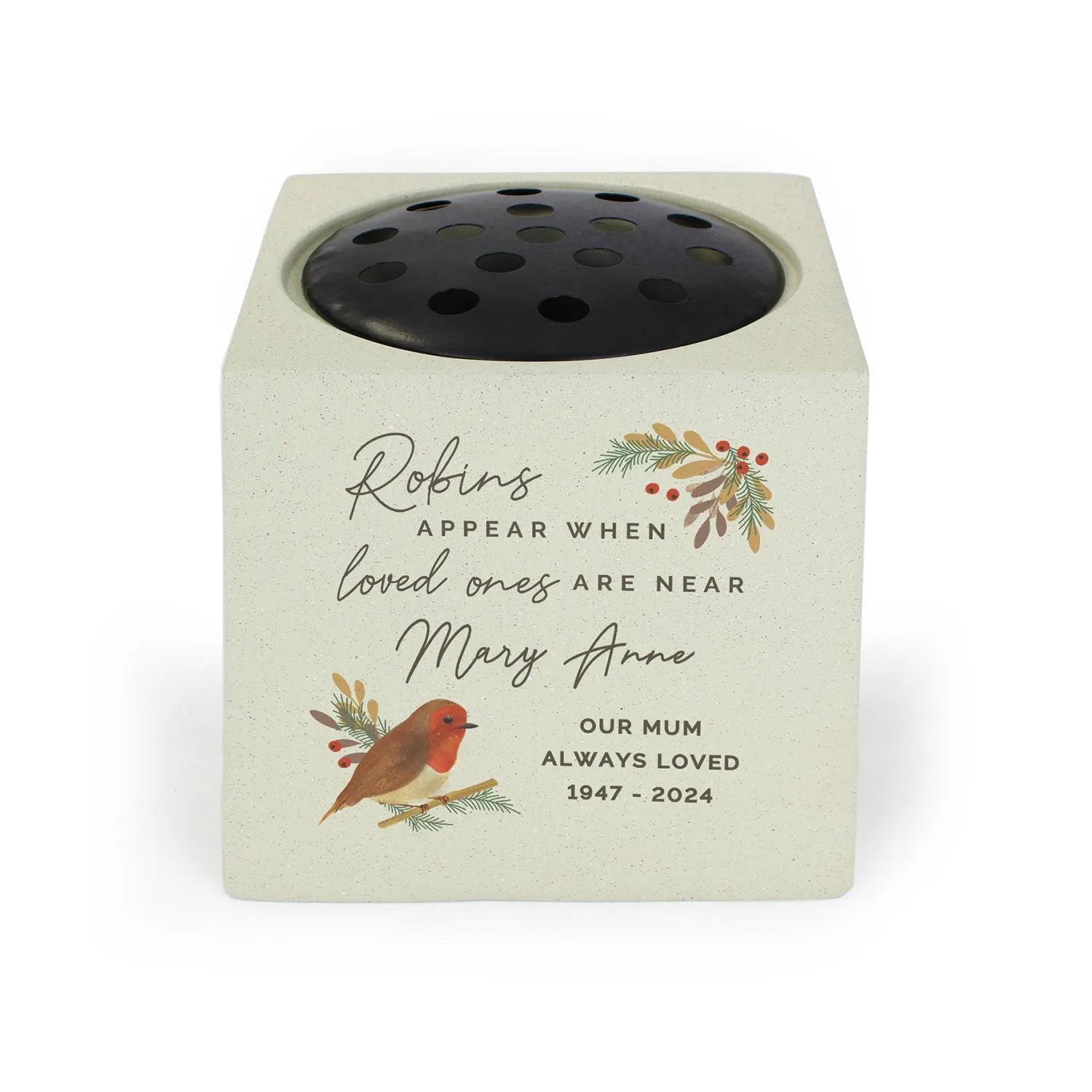 Personalised Robin Memorial Vase - Stone product