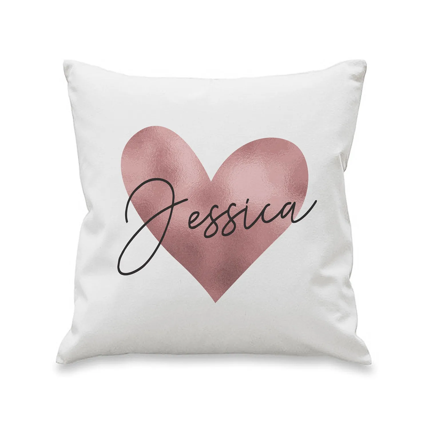 Personalised Rose Gold Heart Cushion - White, Cotton product