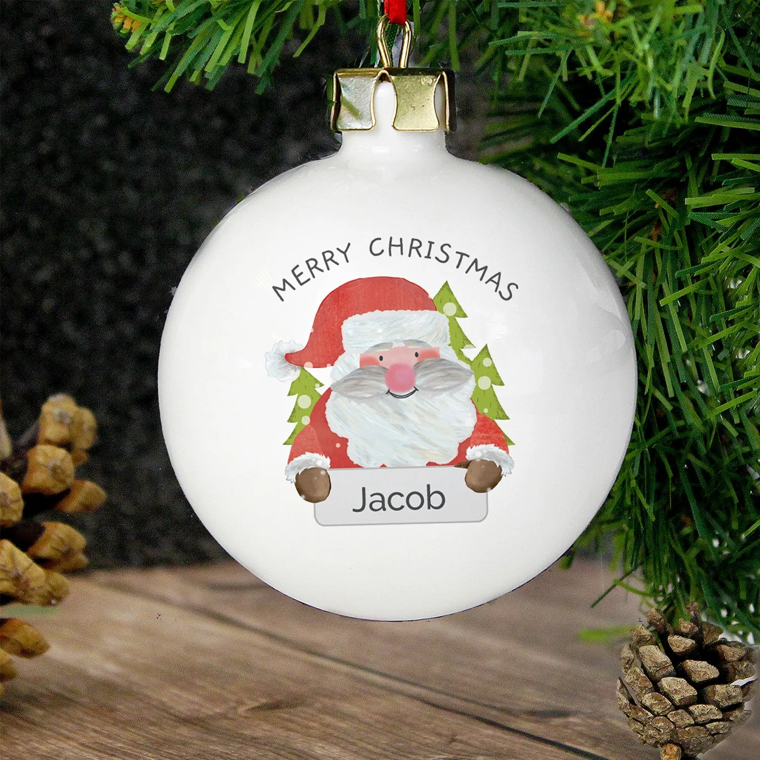 Personalised Santa Claus Christmas Bauble - White by Julian Charles, alternate view
