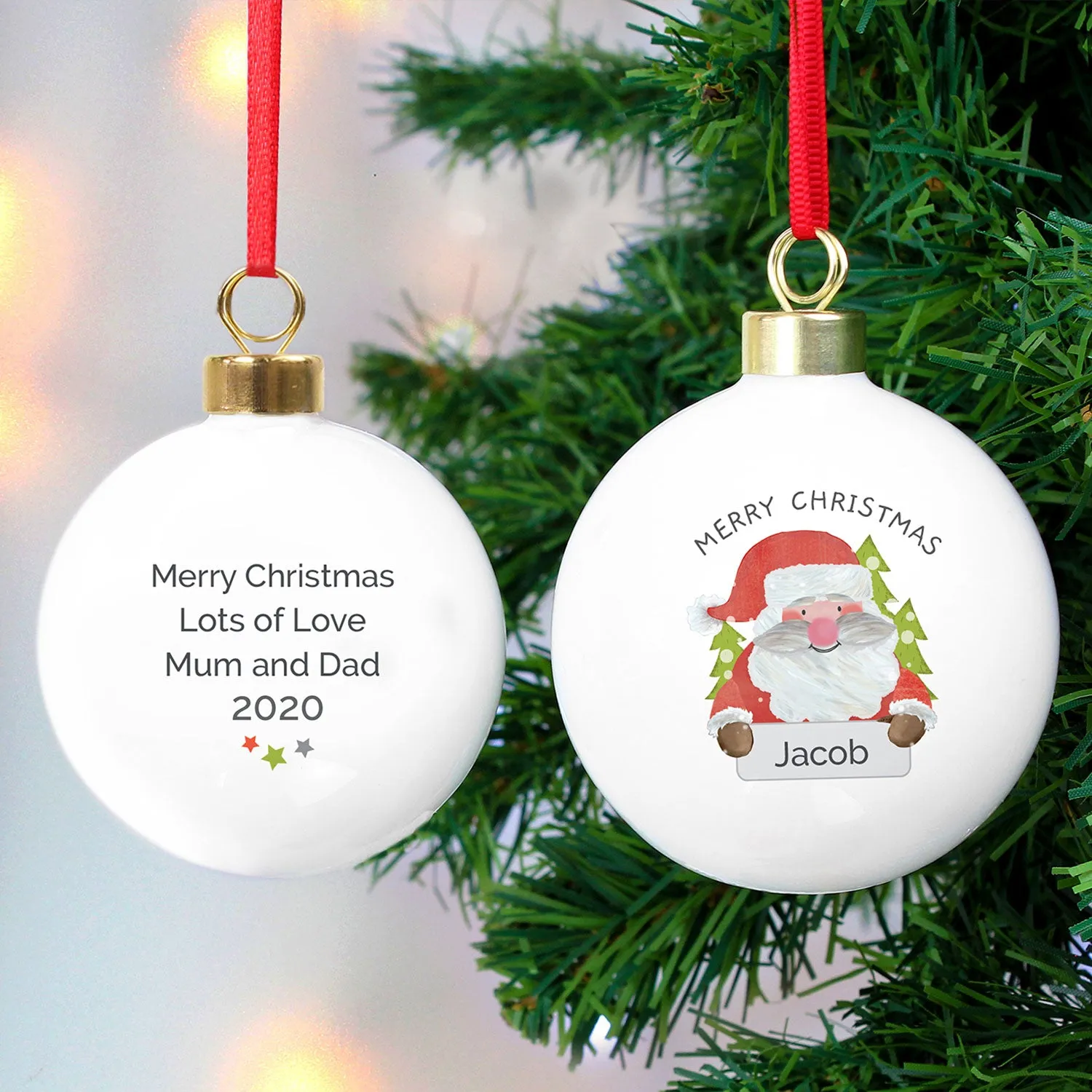 Personalised Santa Claus Christmas Bauble - White by Julian Charles