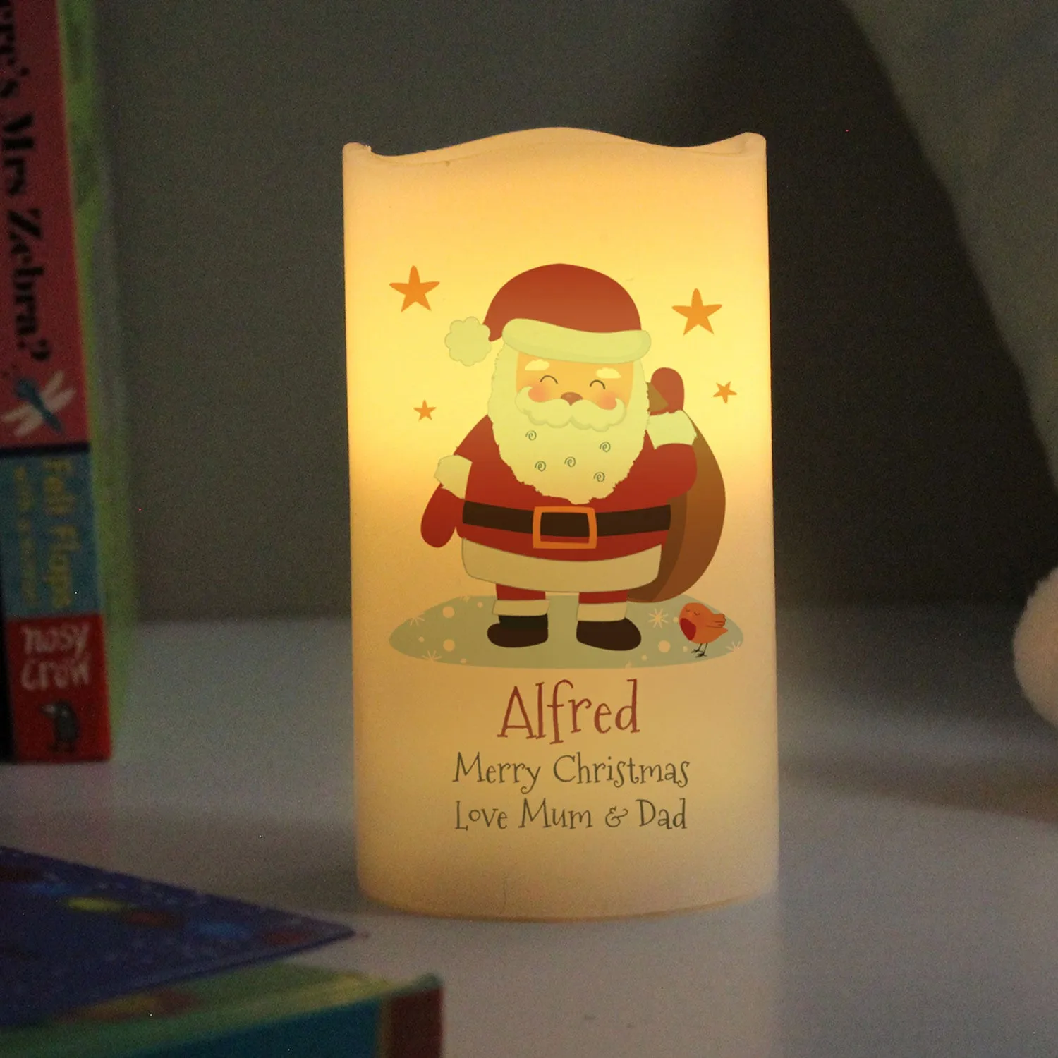 Personalised Santa LED Light Up Candle - White by Julian Charles, image 2
