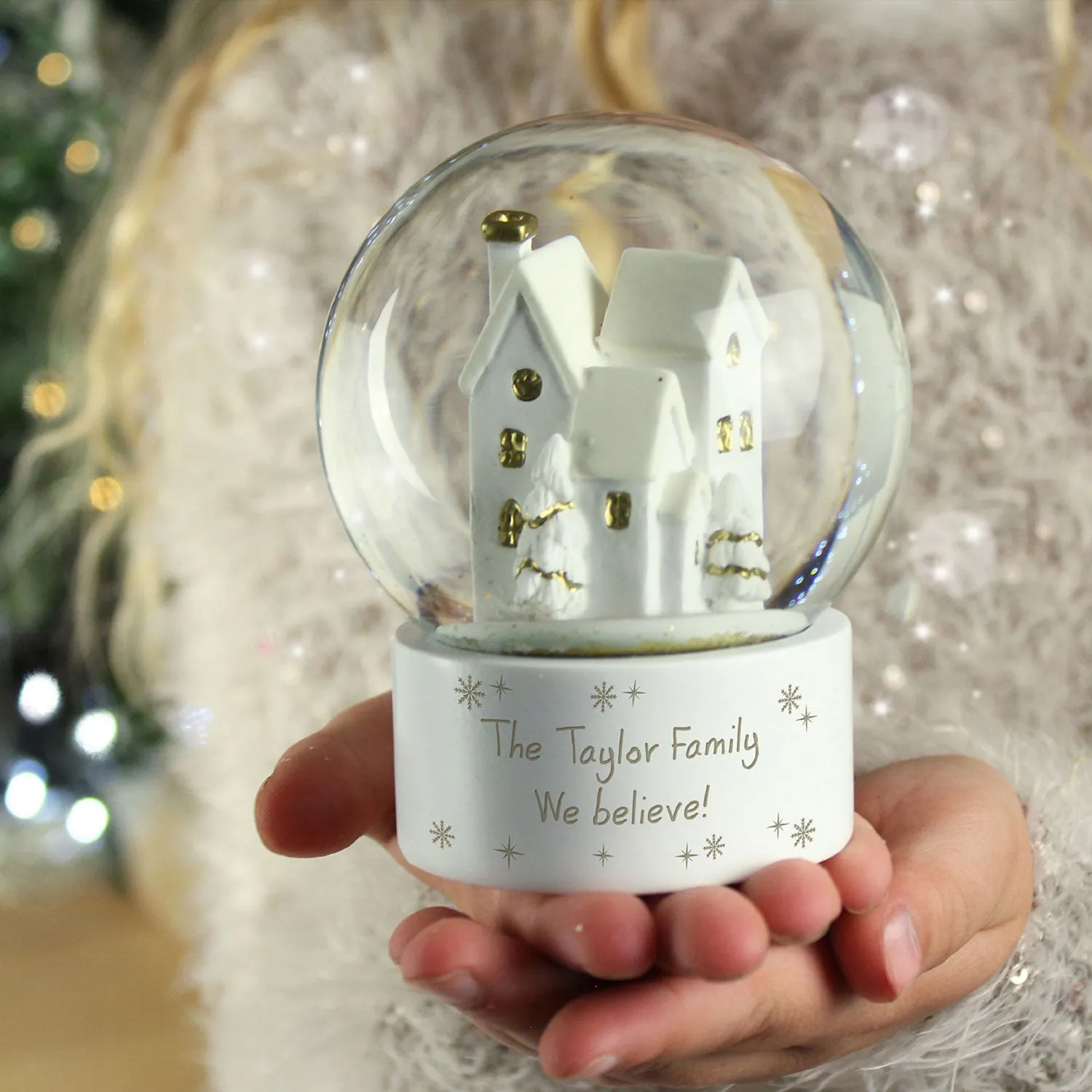 Personalised Village Glitter Snow Globe - Clear by Julian Charles, image 2
