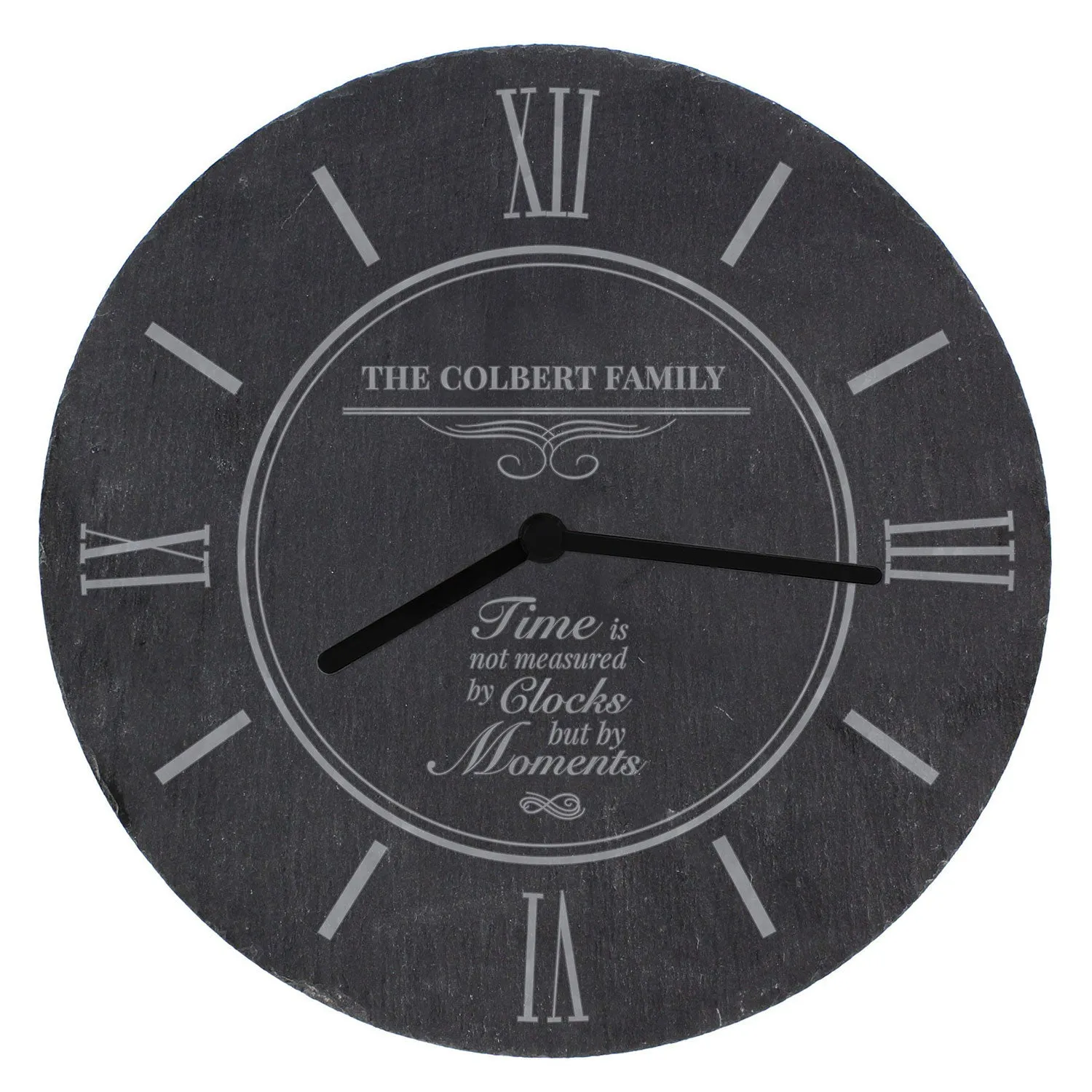 Personalised Wall Clock - Black, Slate