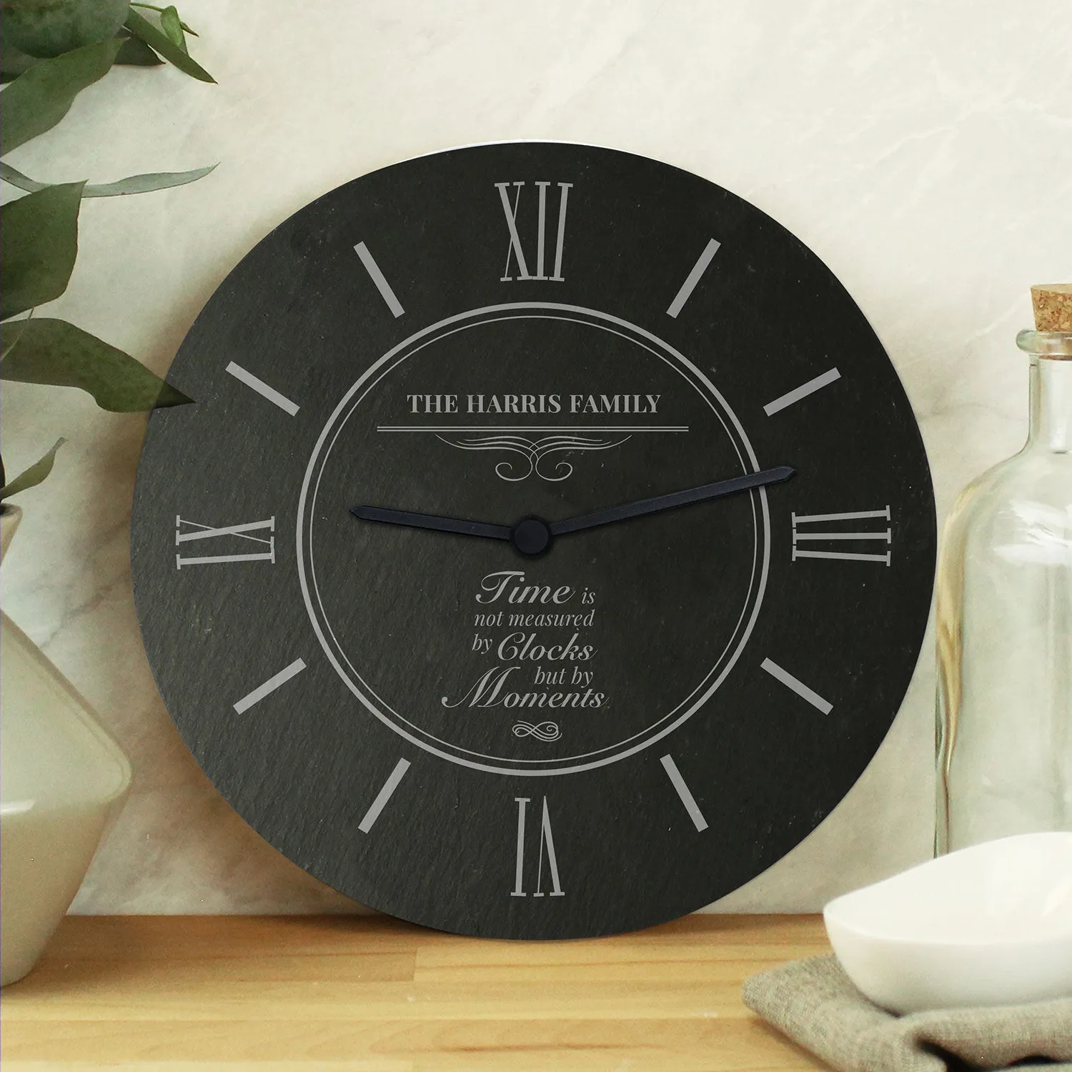 Personalised Wall Clock - Black, Slate image