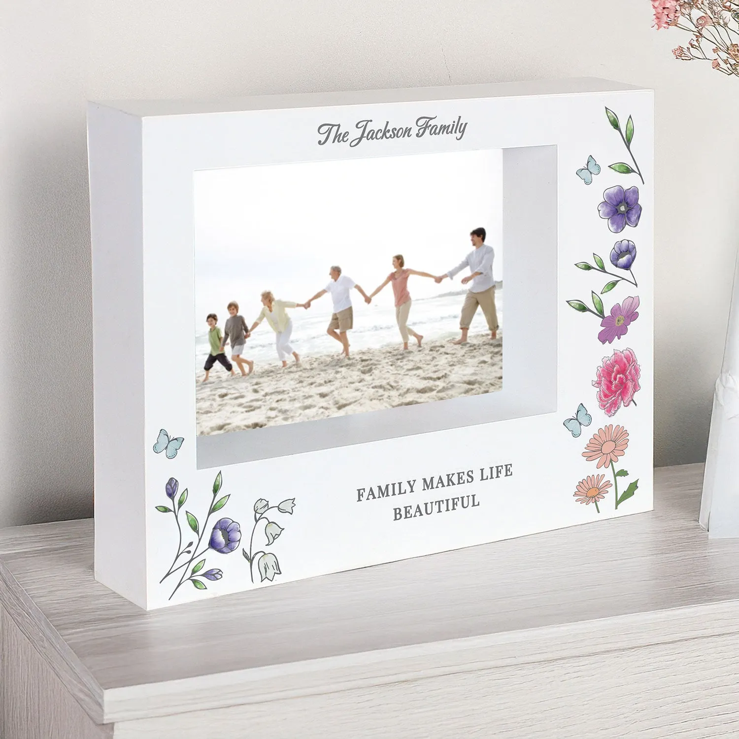 Personalised Wildflower Box Photo Frame - White, Plastic alternate view