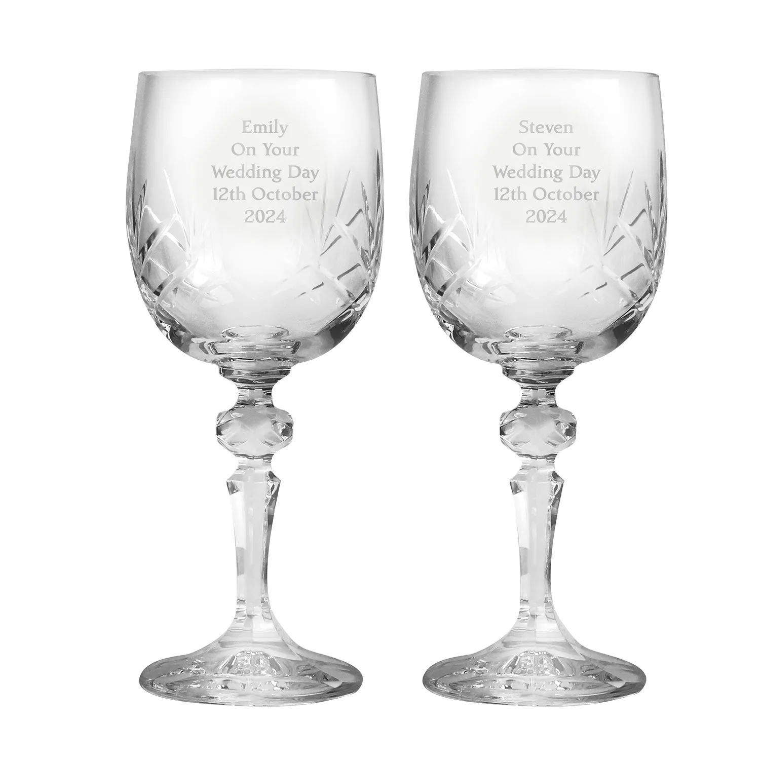 Personalised Wine Glasses Set - Clear, Crystal