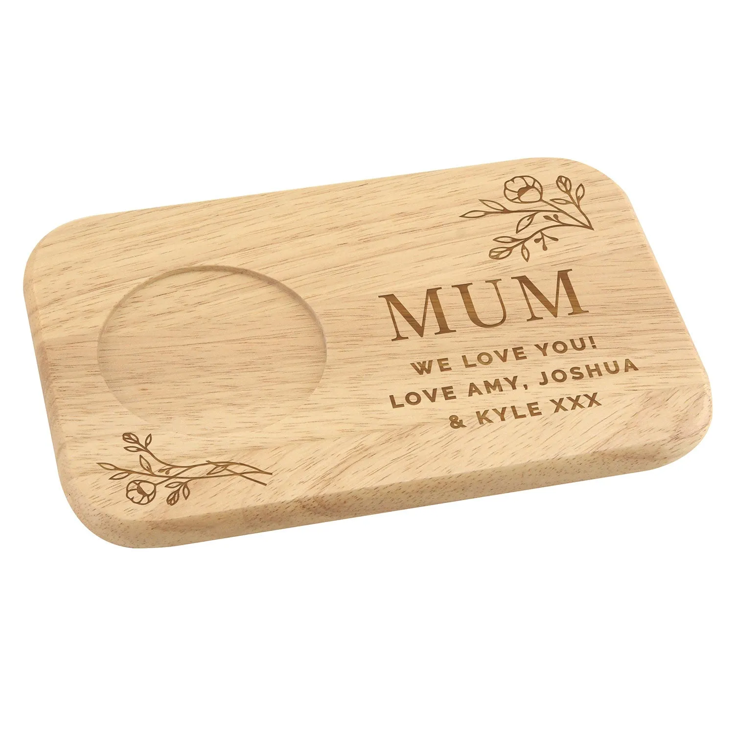 Personalised Wooden Coaster Tray - Brown, Wood alternate view