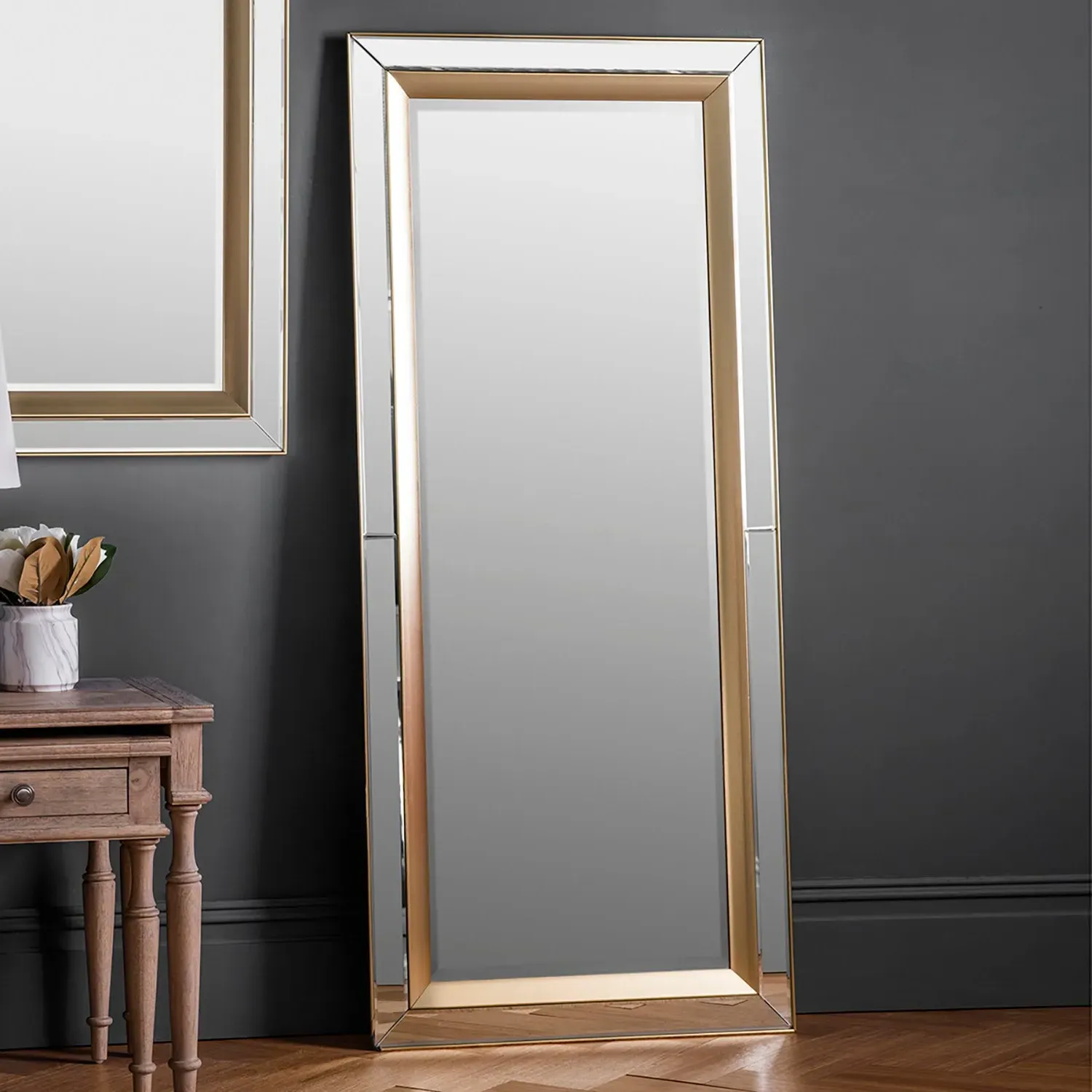 Phantom Leaner Mirror - Gold by Julian Charles