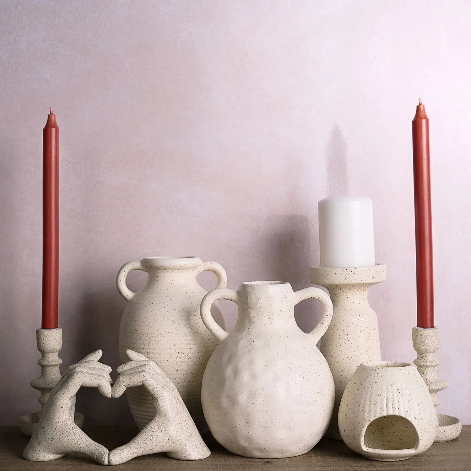 Pillar Candle Holder - White, Ceramic
