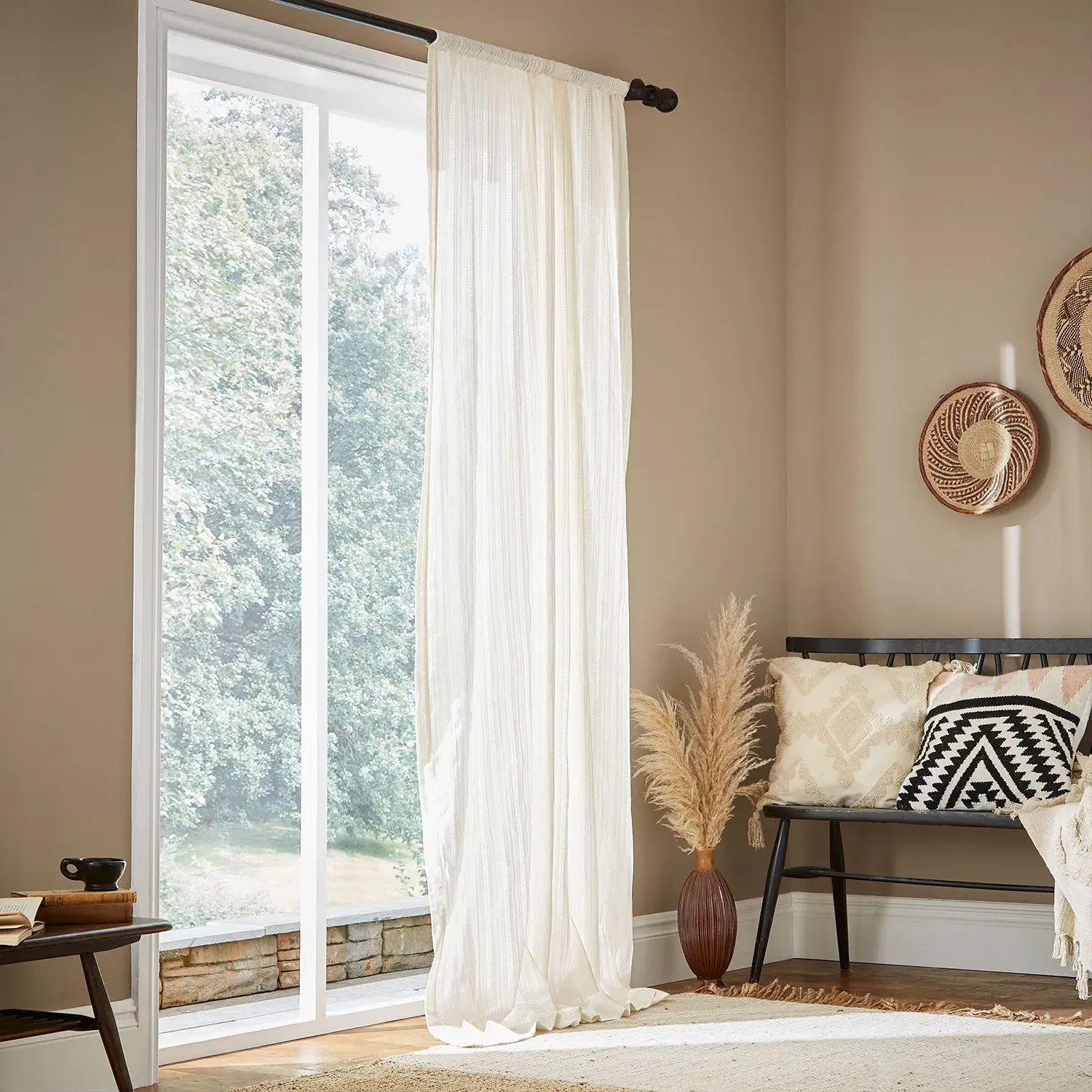 Slot Top Voile Panel with Broderie Anglaise - Natural by Julian Charles