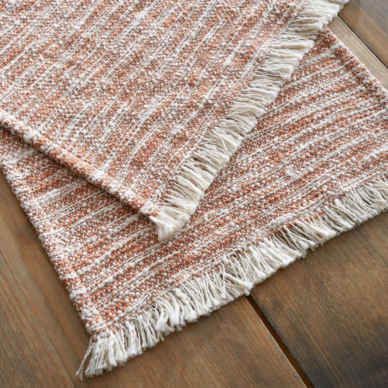 Placemat Pair Textured Frayed - Orange, Cotton image