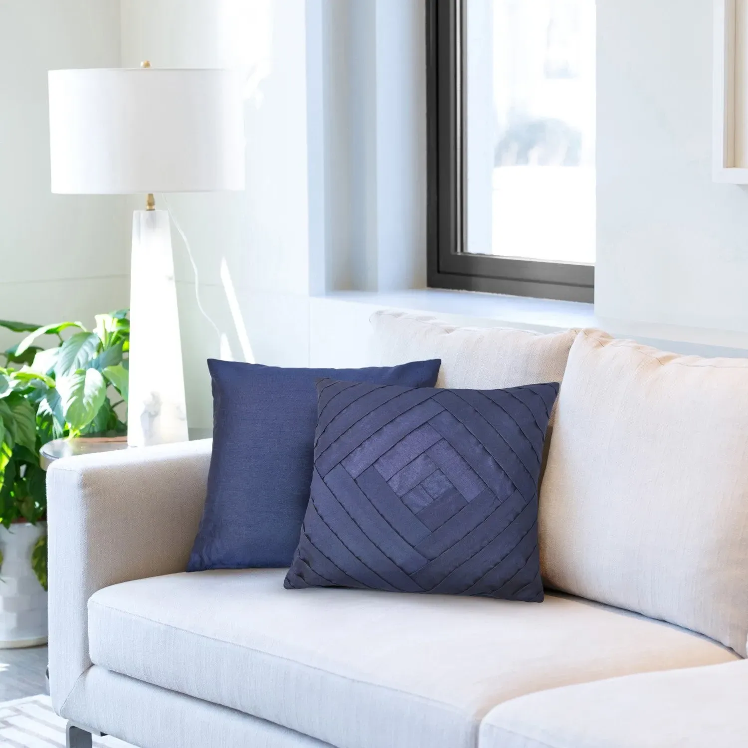 Pleated Cushion Cover Pair - Blue, Sateen image
