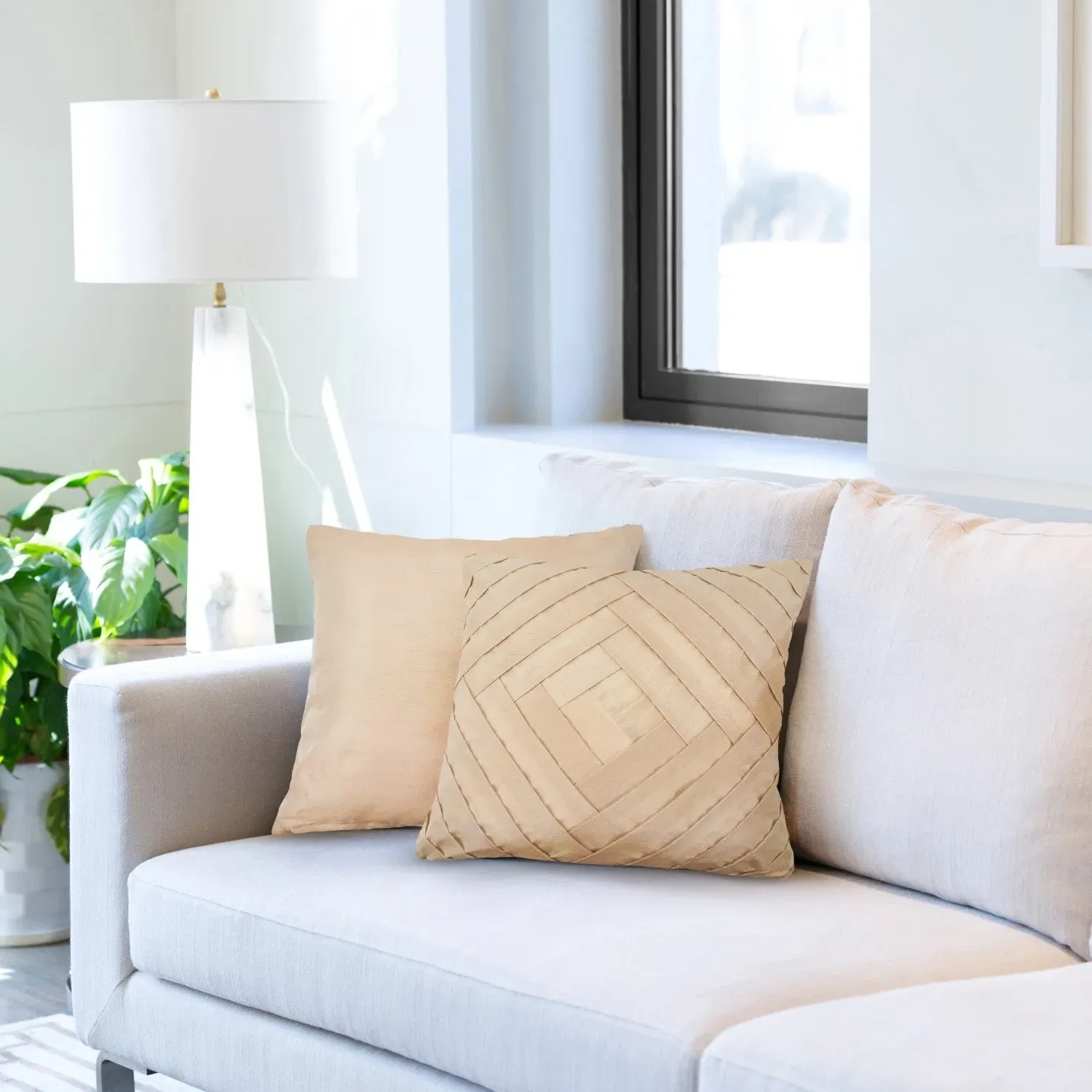 Pleated Cushion Cover Pair - Taupe, Sateen image
