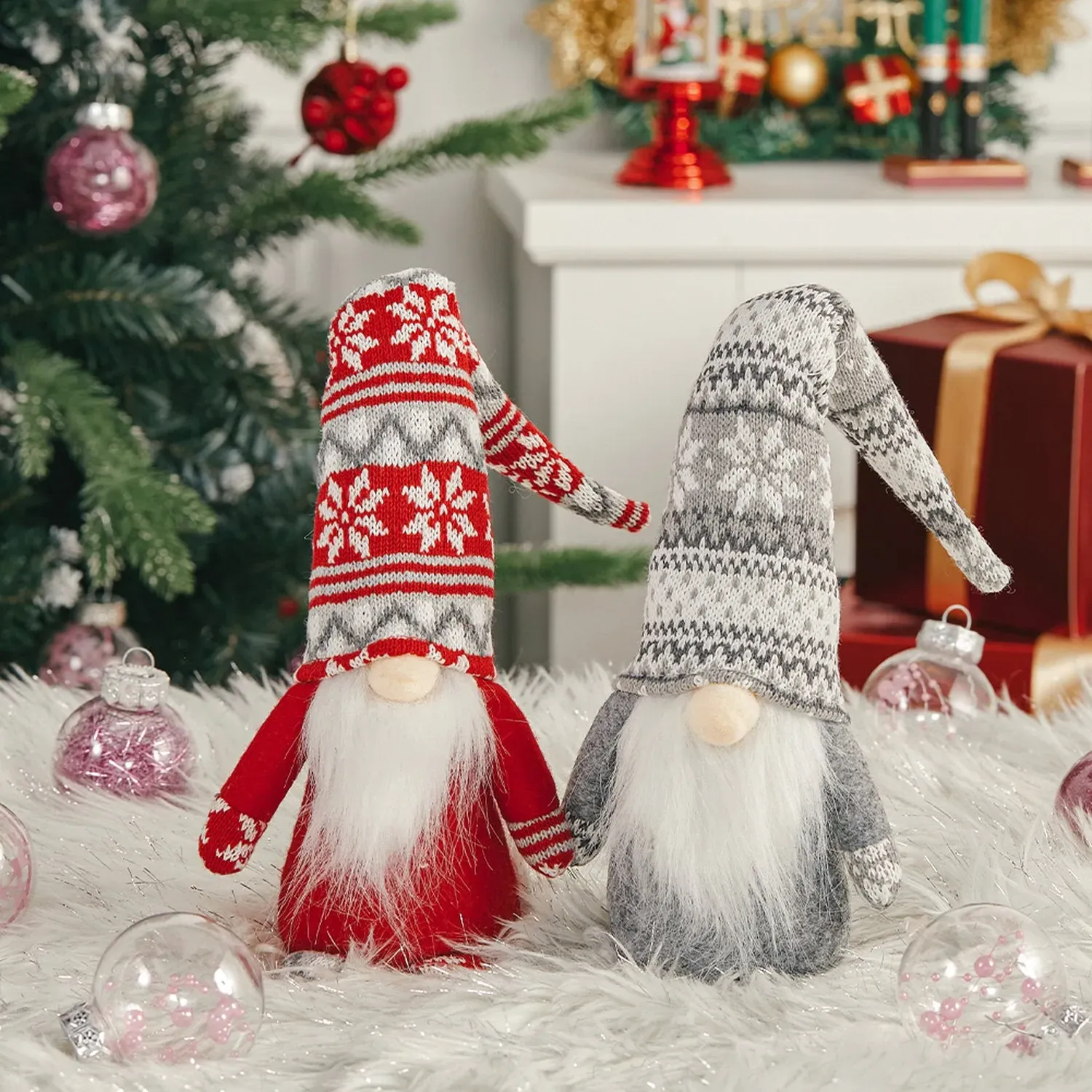 Plush Christmas Gnome Ornament 2 Pack - Grey by Julian Charles, image 2