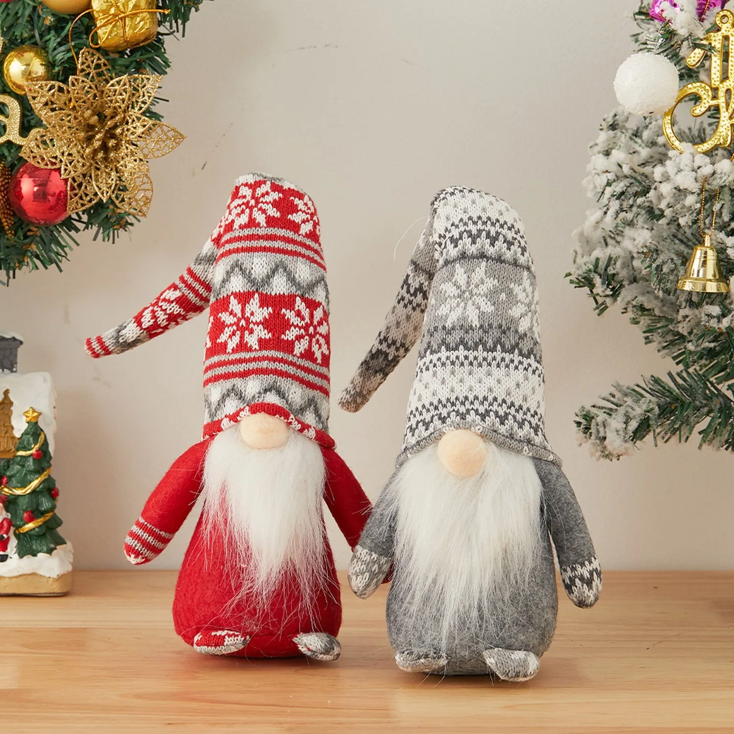 Plush Christmas Gnome Ornament 2 Pack - Grey by Julian Charles