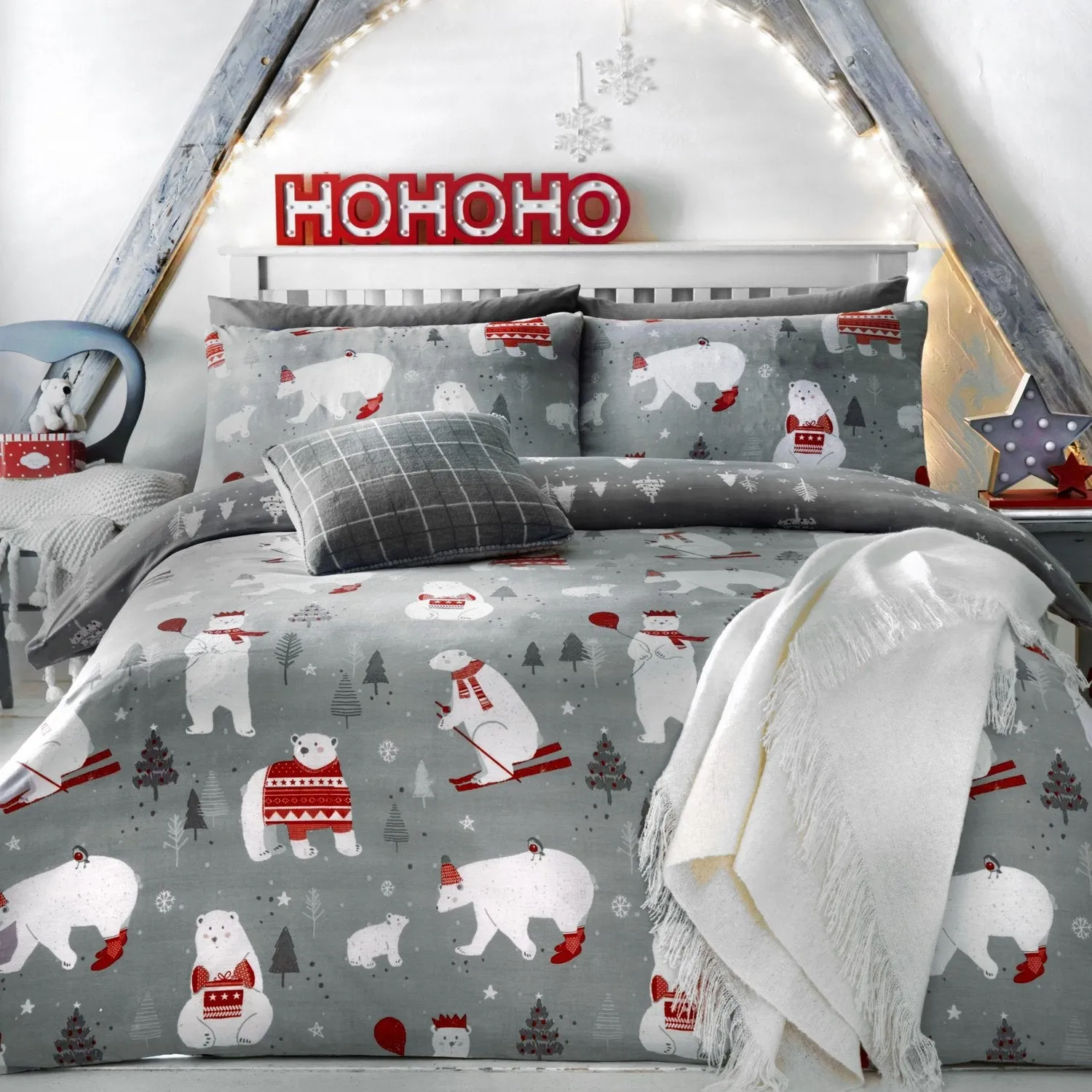 Polar Bear King Size Reversible Duvet Set - Silver product