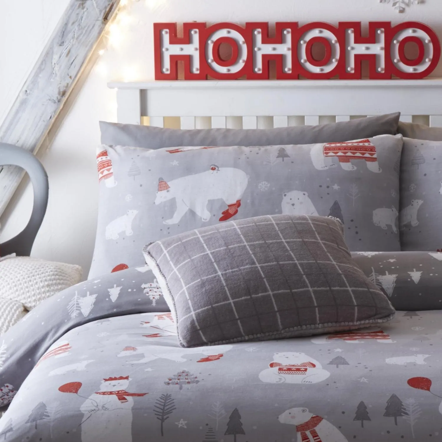 Polar Bears King Size Duvet Set - Grey alternate view