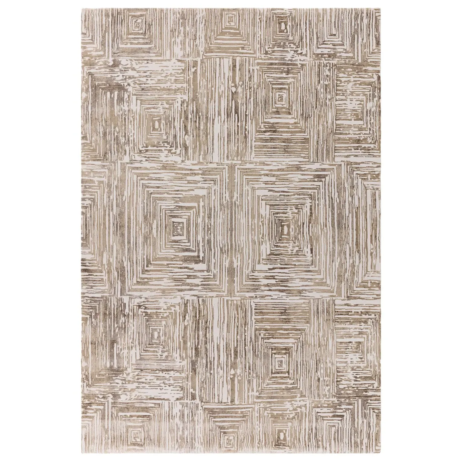 Portrait Rug with Ribbed Design - Beige, Velvet image