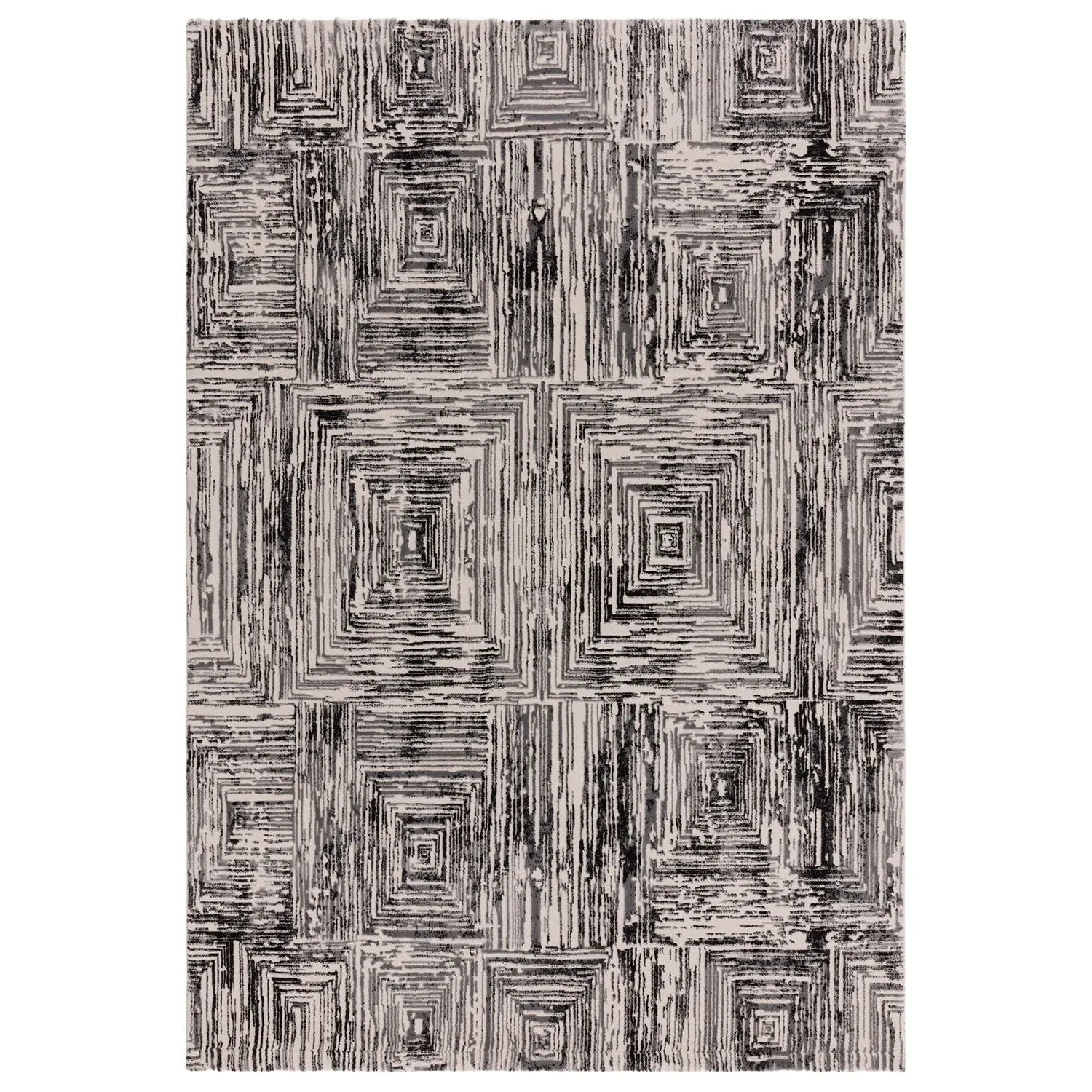 Portrait Rug with Ribbed Design - Grey, Velvet
