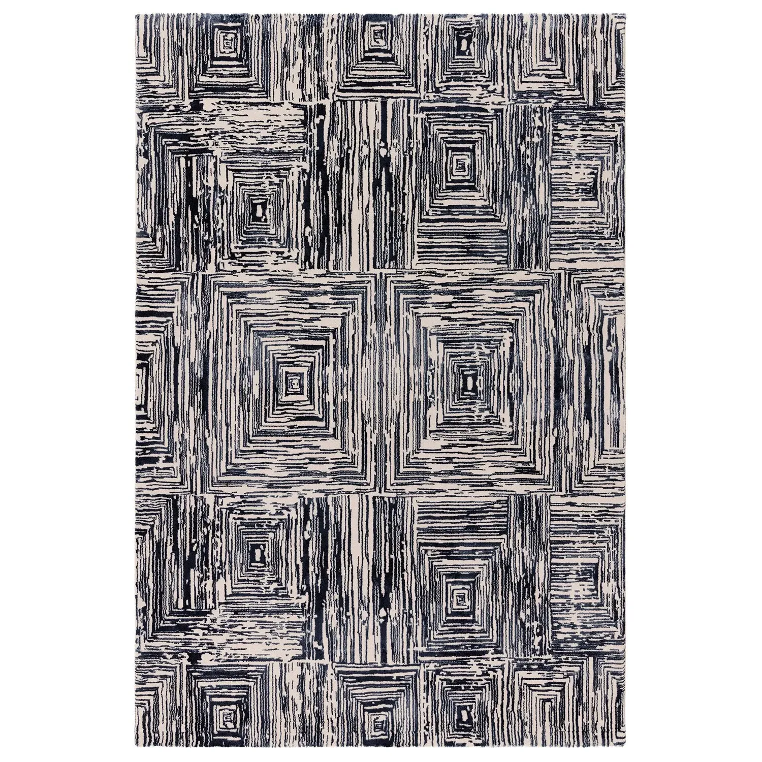 Portrait Rug with Ribbed Design - Navy Blue, Velvet image
