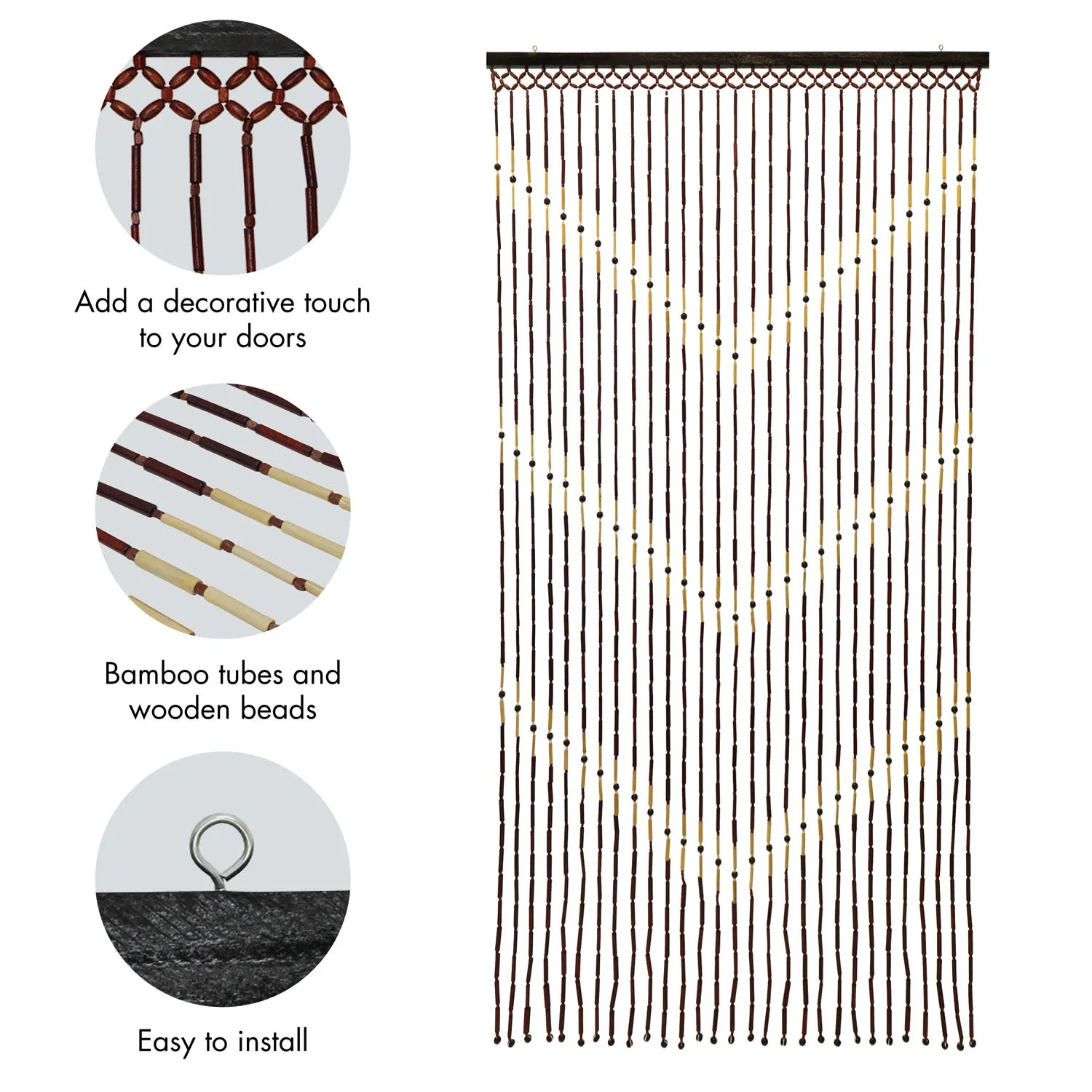 Provence Chevron Door Curtain - Brown, Bamboo alternate view