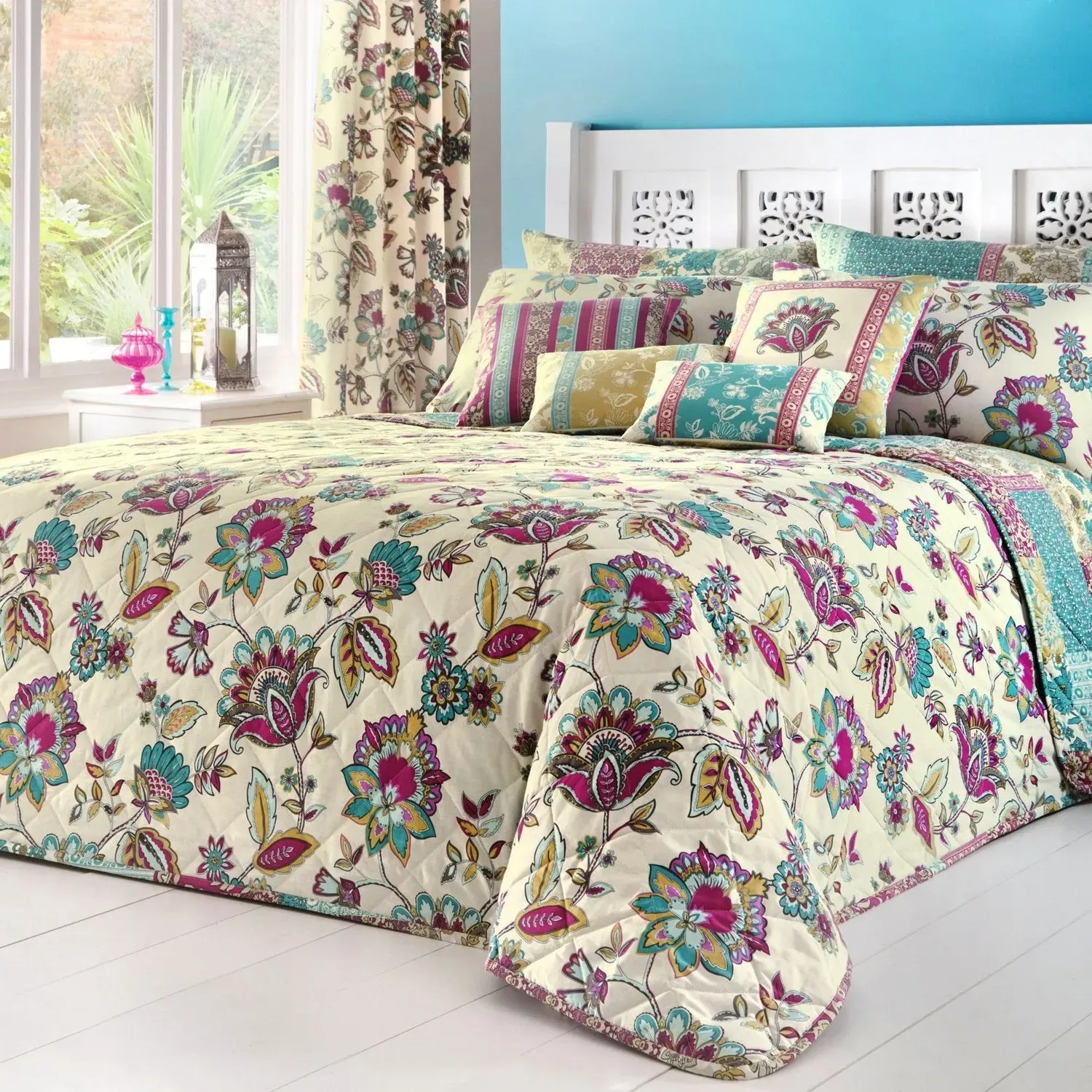 Quilted Bedspread - Multi, Floral
