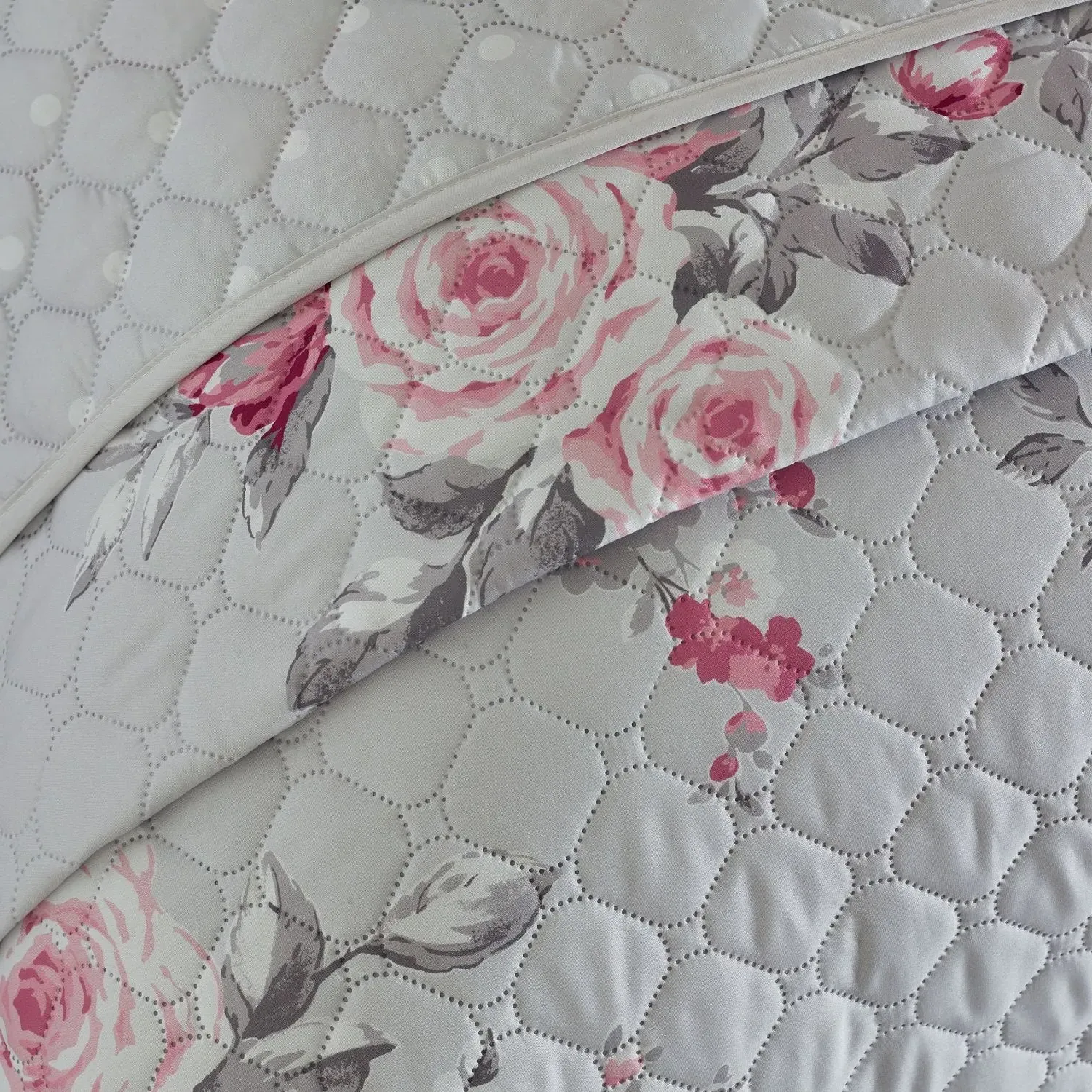 Quilted Bedspread Reversible - Grey, Cotton