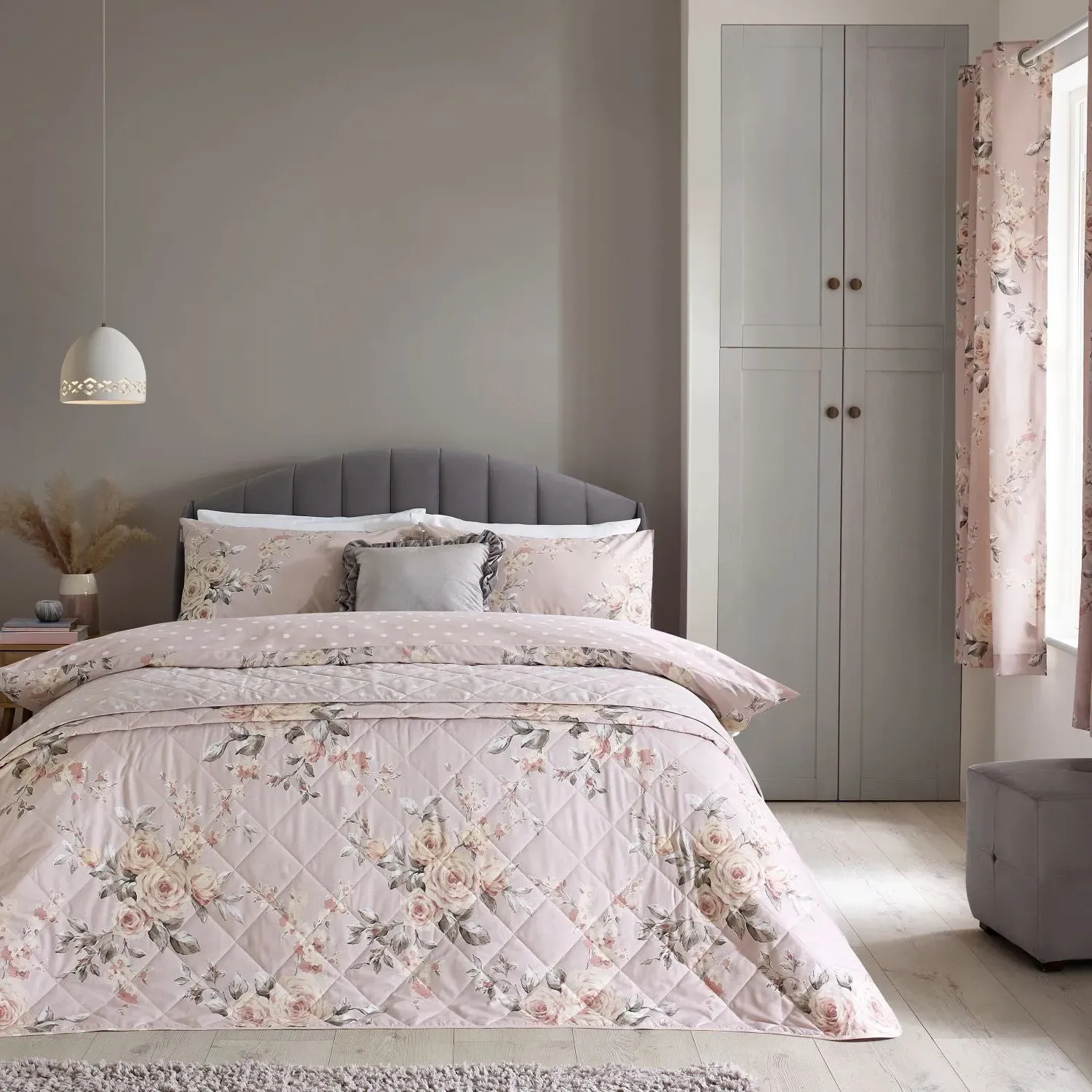 Quilted Bedspread Reversible - Pink, Cotton