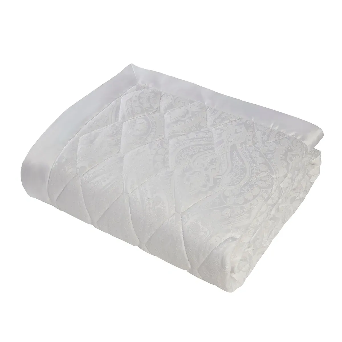 Quilted Jacquard Bedspread - White, Cotton