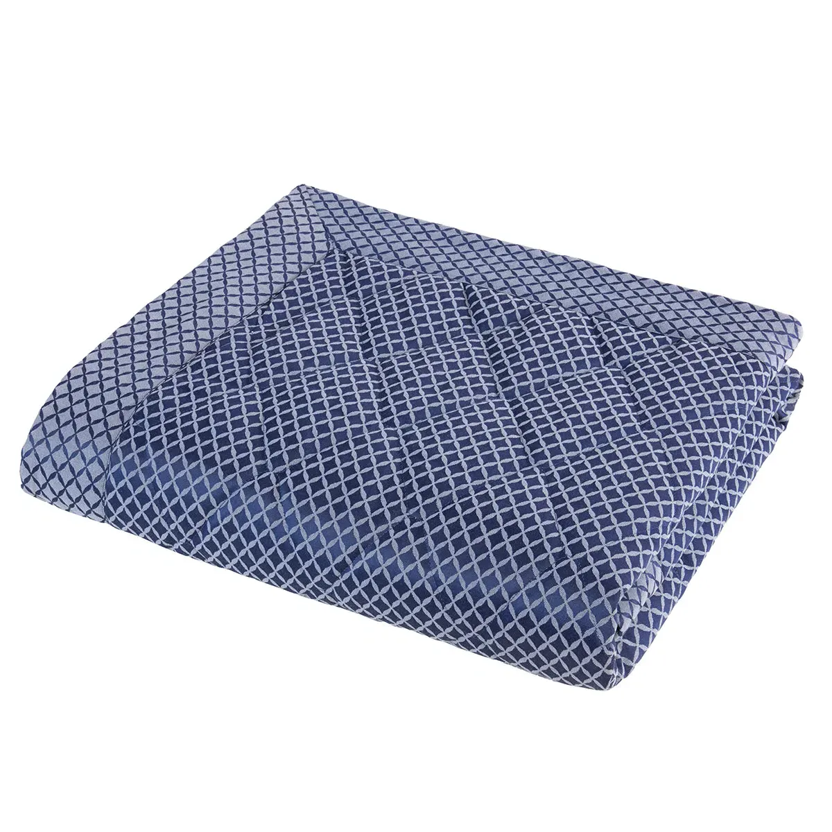 Quilted Throw with Geometric Design - Blue